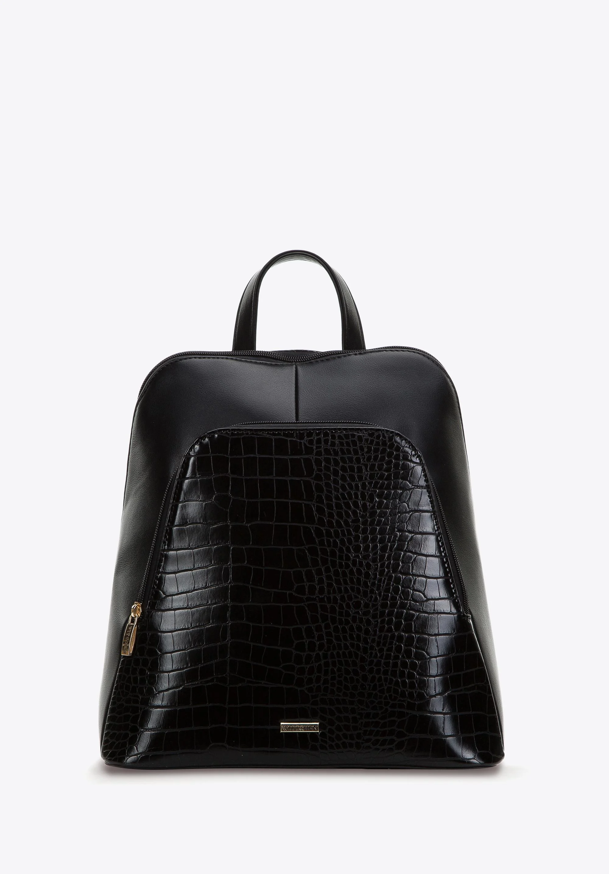 Damski plecak z ekoskóry o dwóch fakturach trapezowy