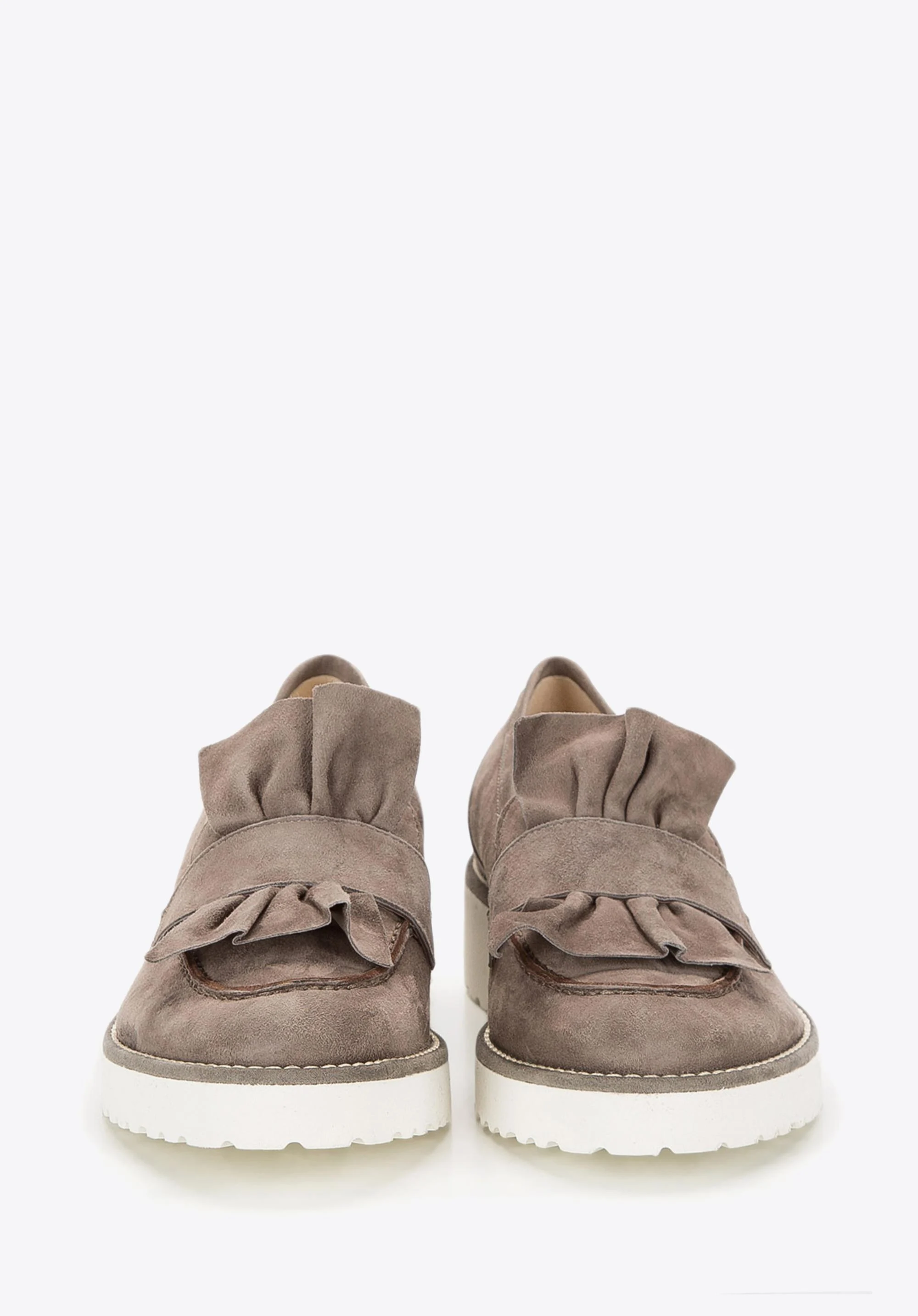 Mokasyny zamszowe z marszczeniem