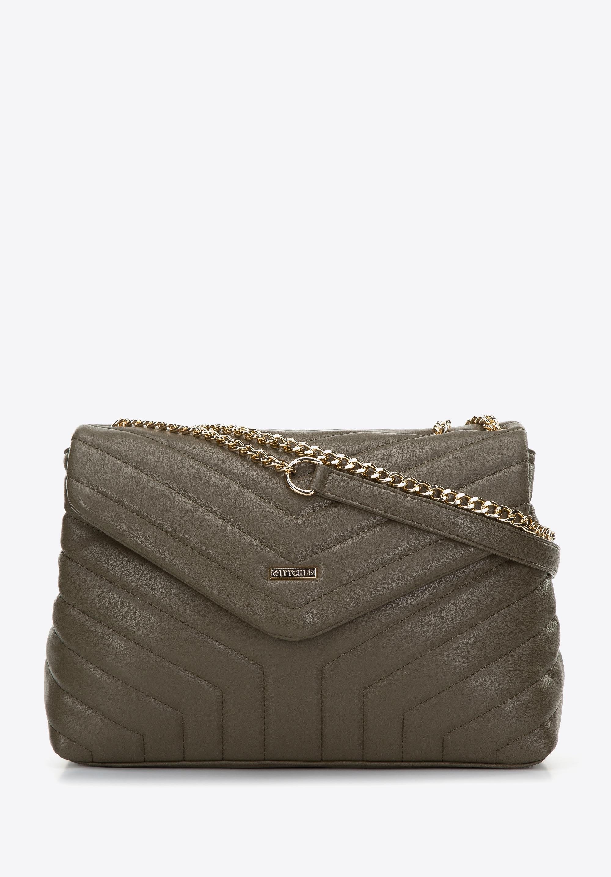 Damska listonoszka z ozdobnym pikowaniem na łańcuszku