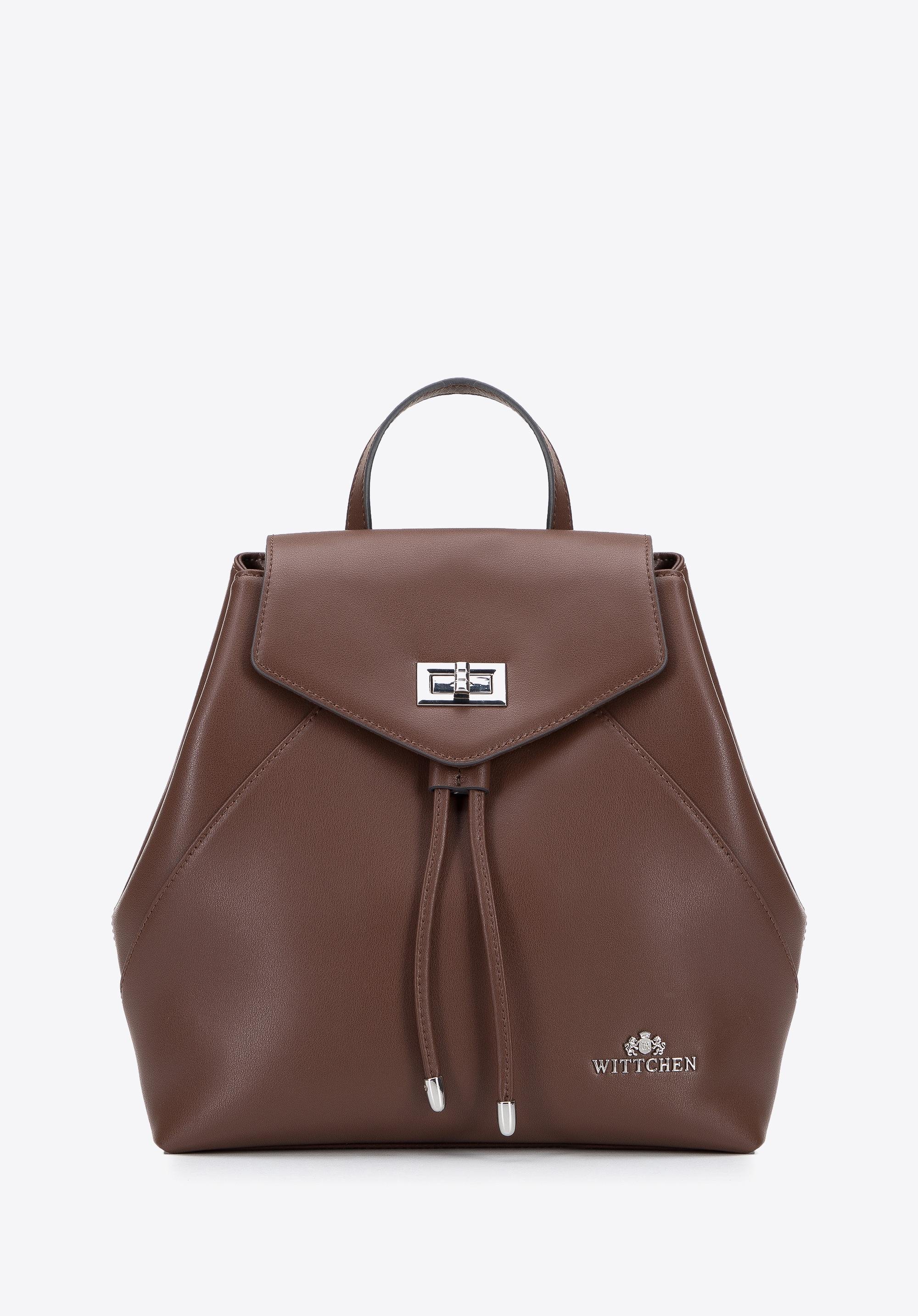 Damski plecak worek skórzany z przeszyciami