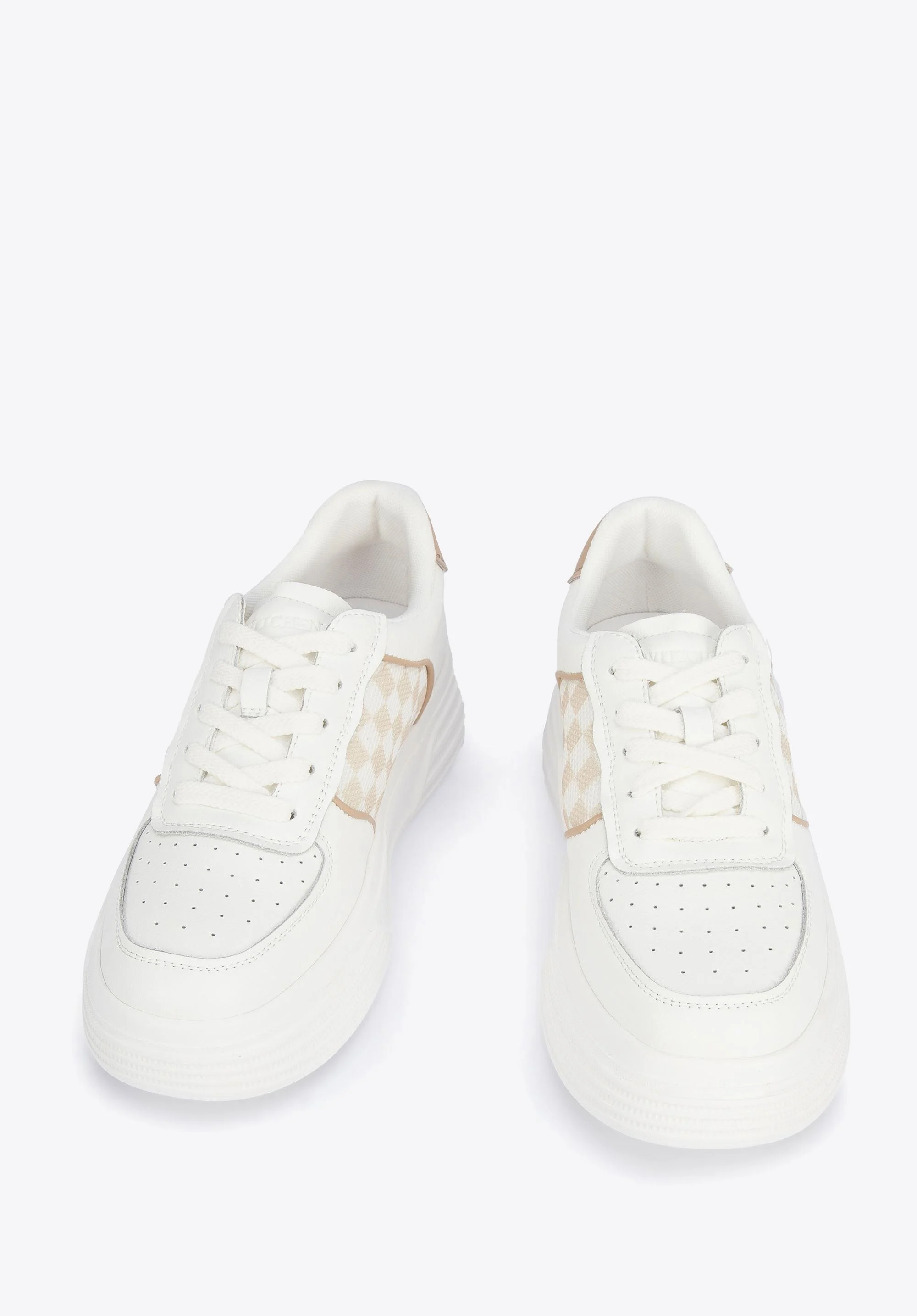 Damskie sneakersy skórzane ze wstawkami w kratkę