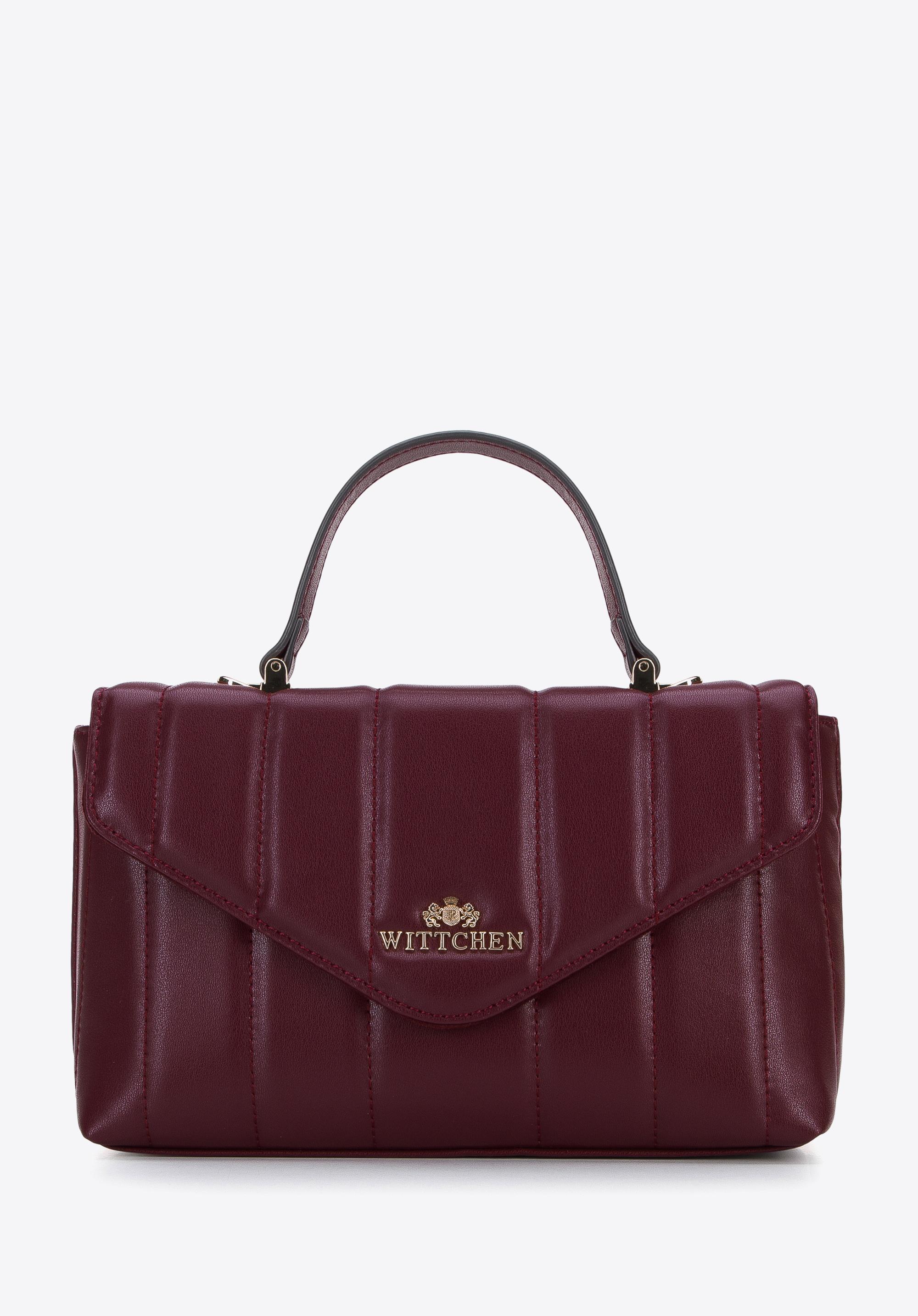 Torebka kuferek skórzana z podłużnym pikowaniem