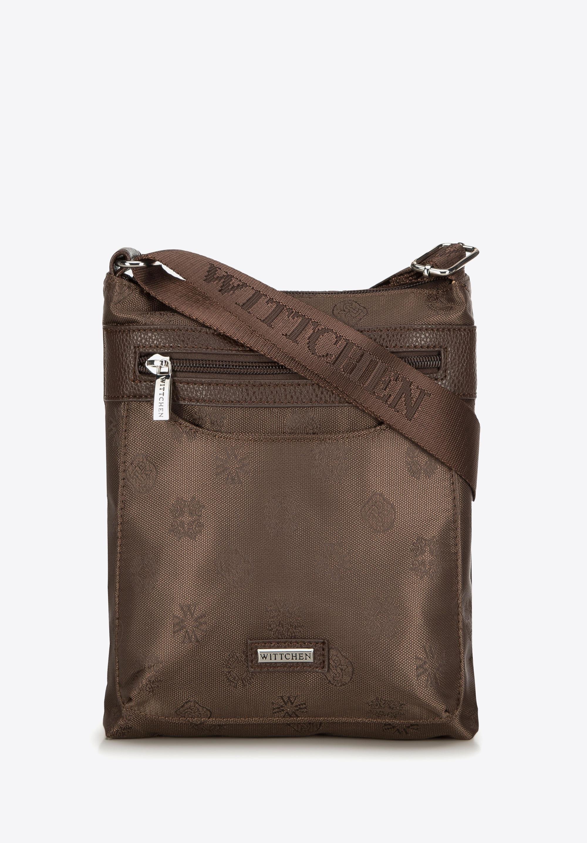 Damska listonoszka z tkaniny w logo z suwakiem