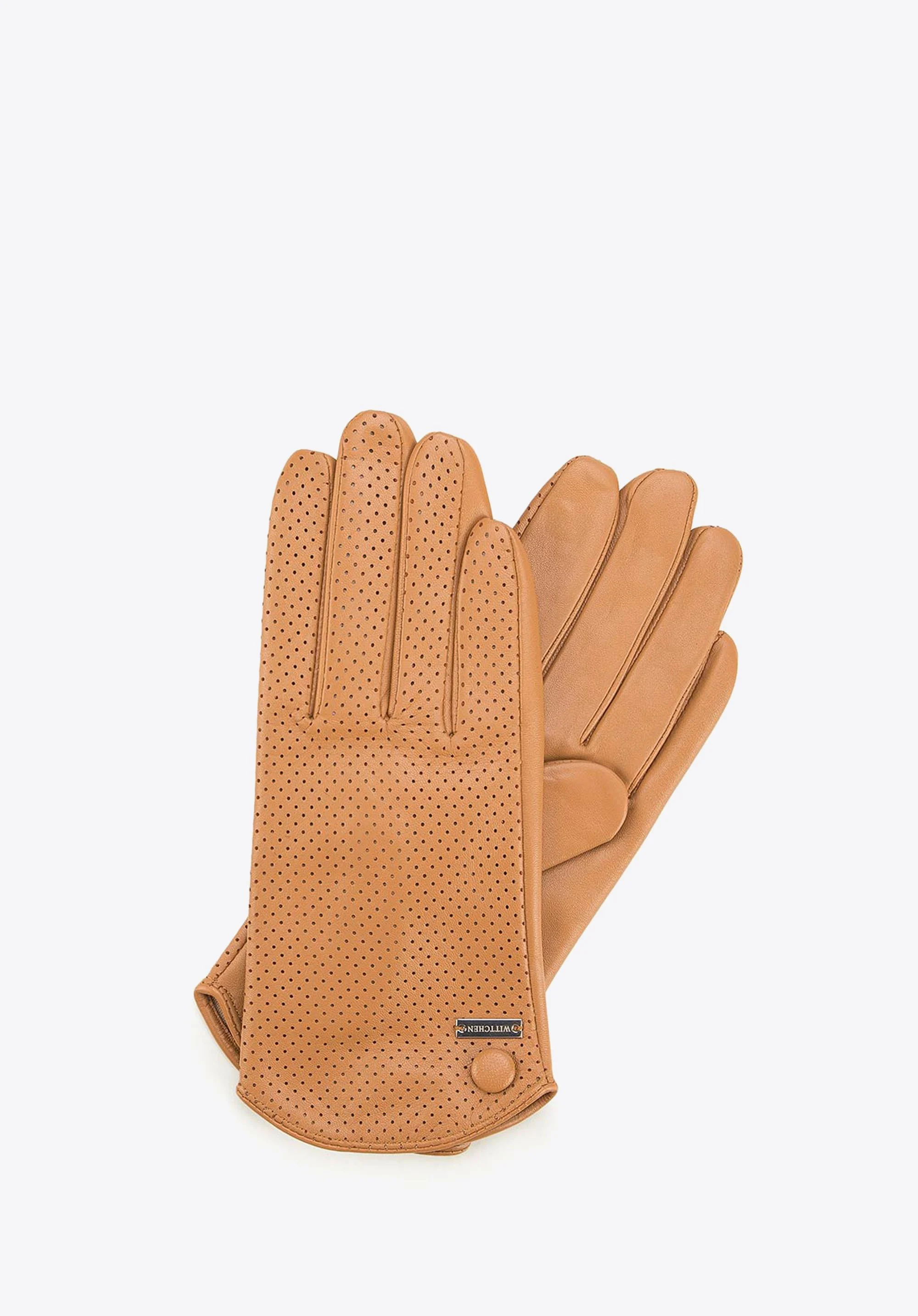 Damskie rękawiczki skórzane dziurkowane