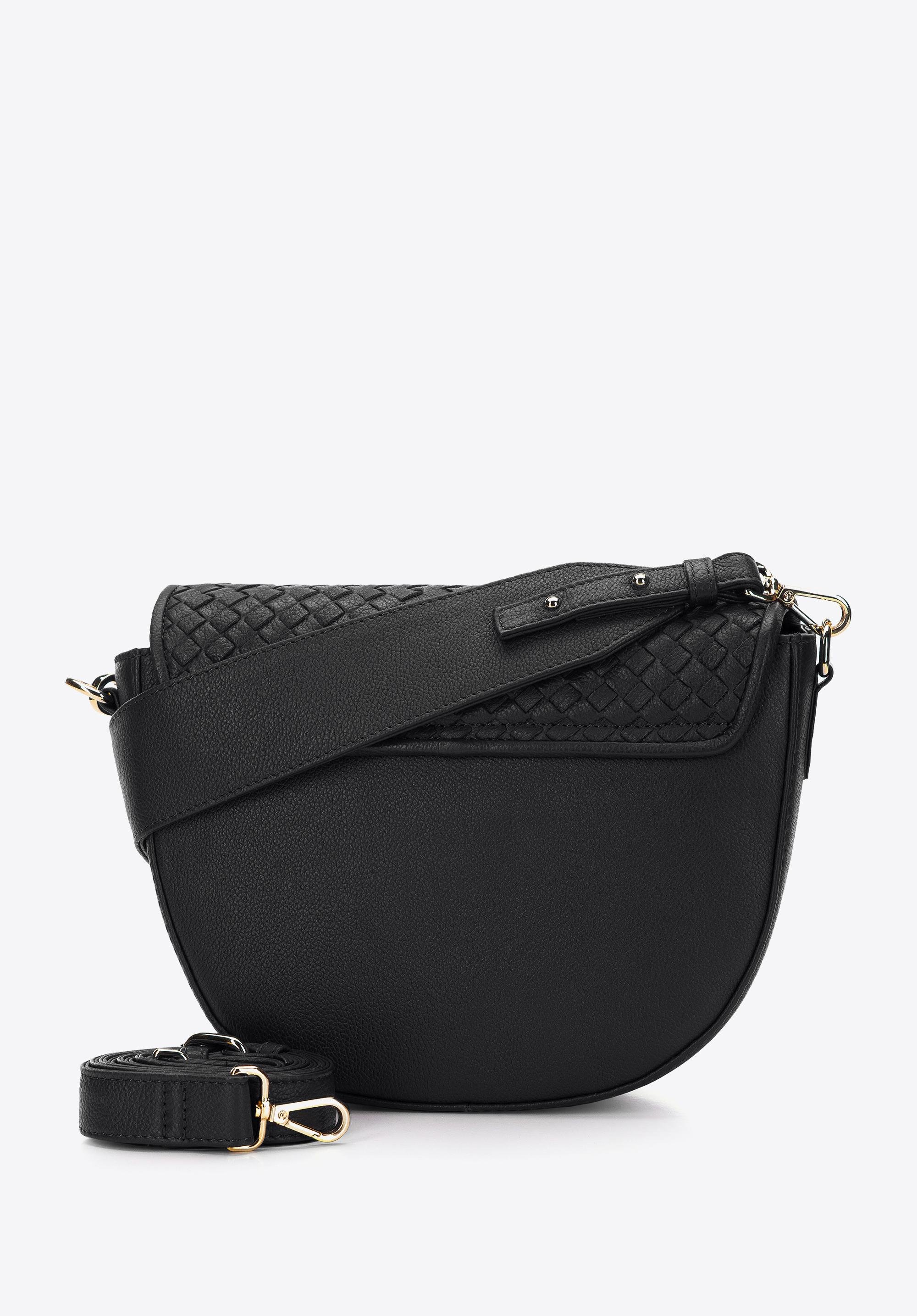 Damska listonoszka skórzana z plecionką na przodzie