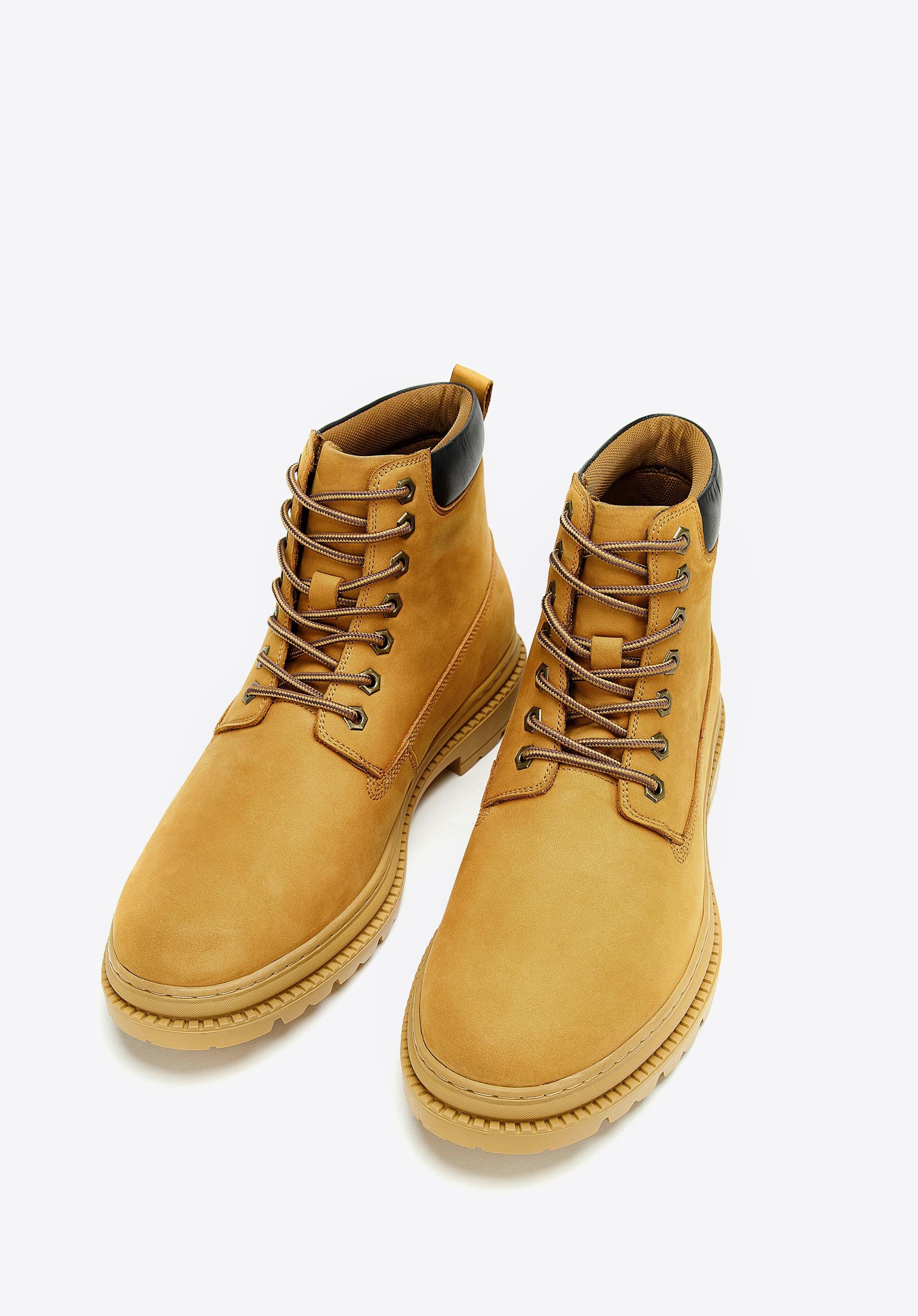 Męskie trapery nubukowe sznurowane