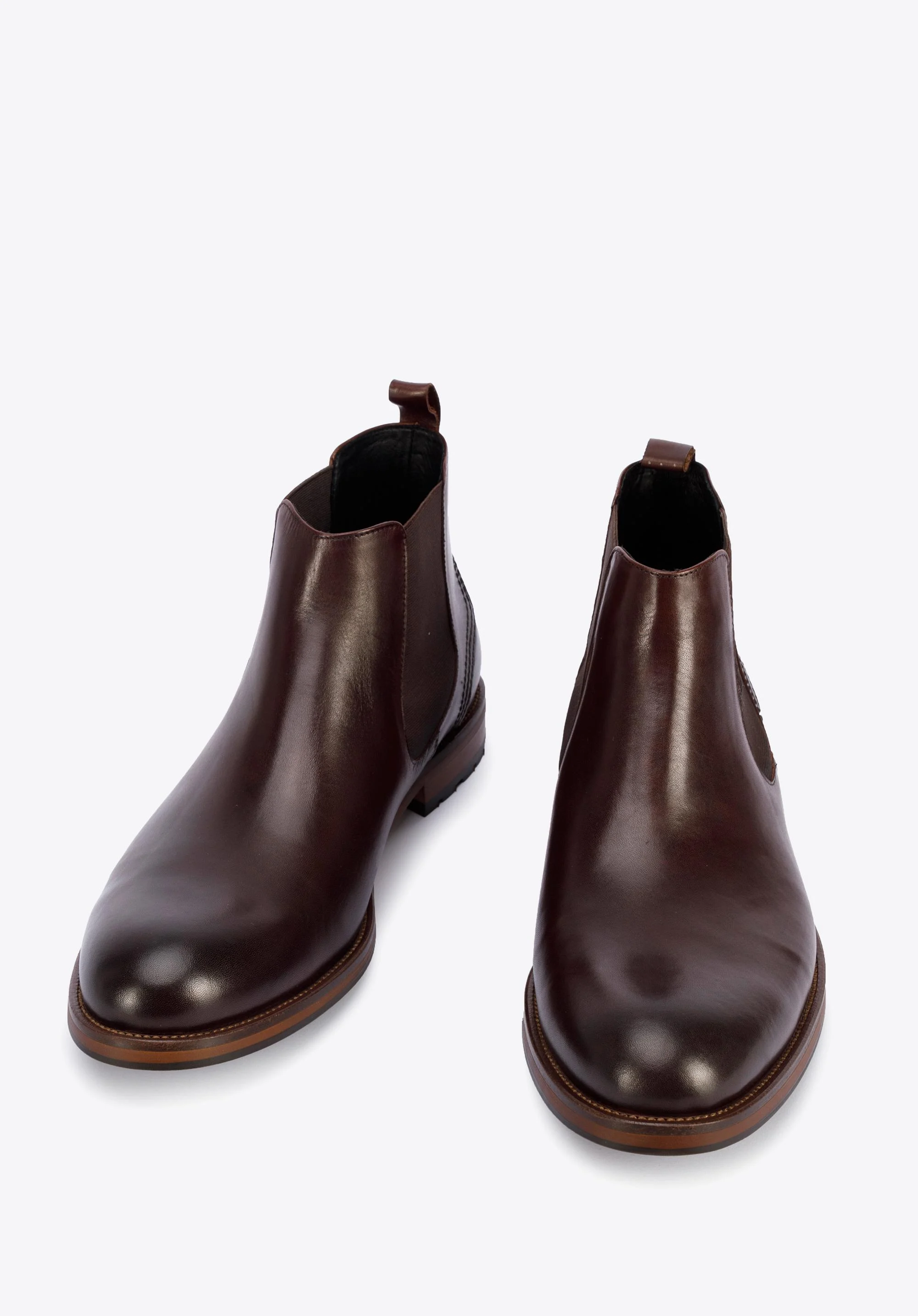 Męskie sztyblety ze skóry na brązowej podeszwie