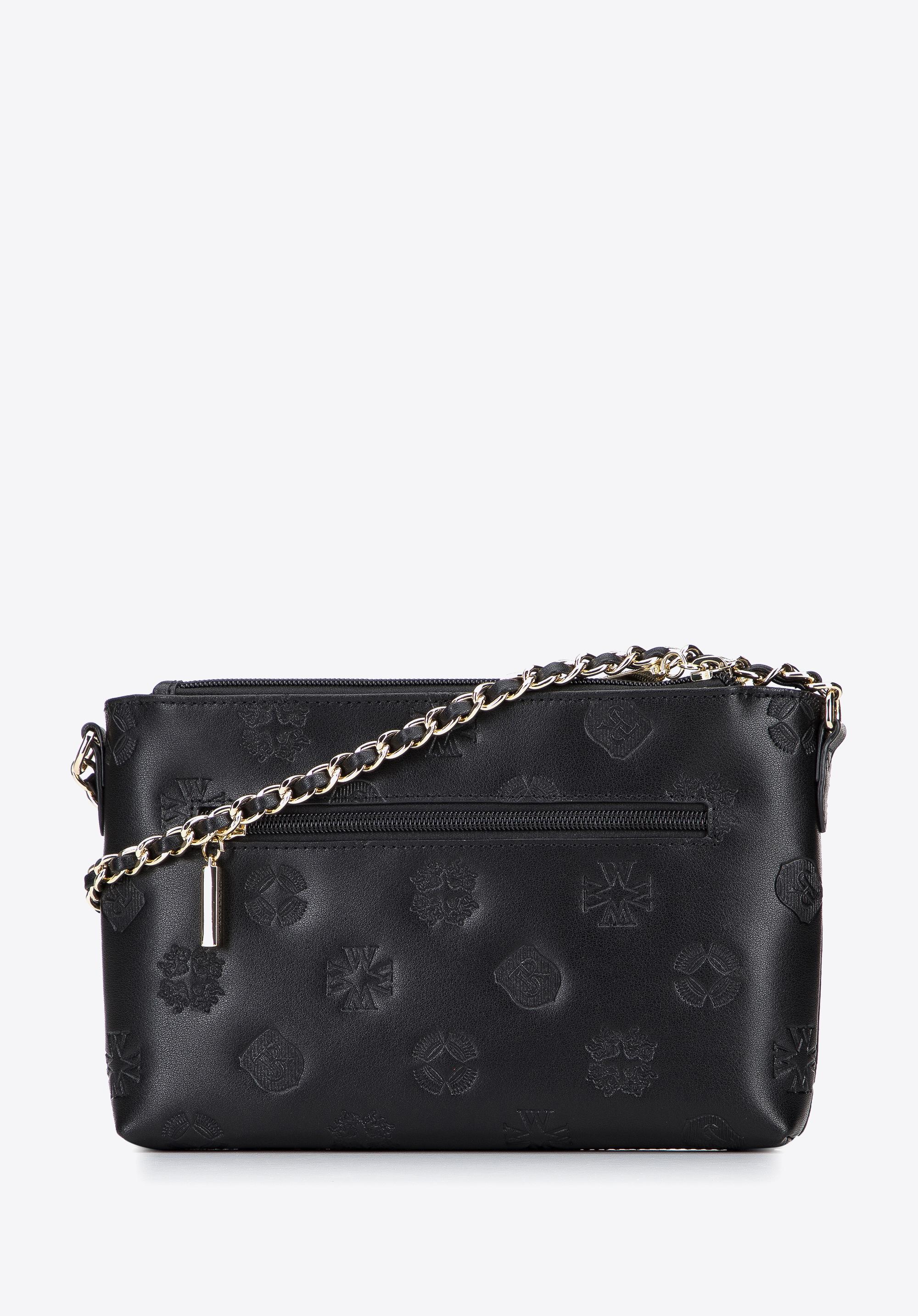 Damska listonoszka skórzana trzykomorowa w monogram