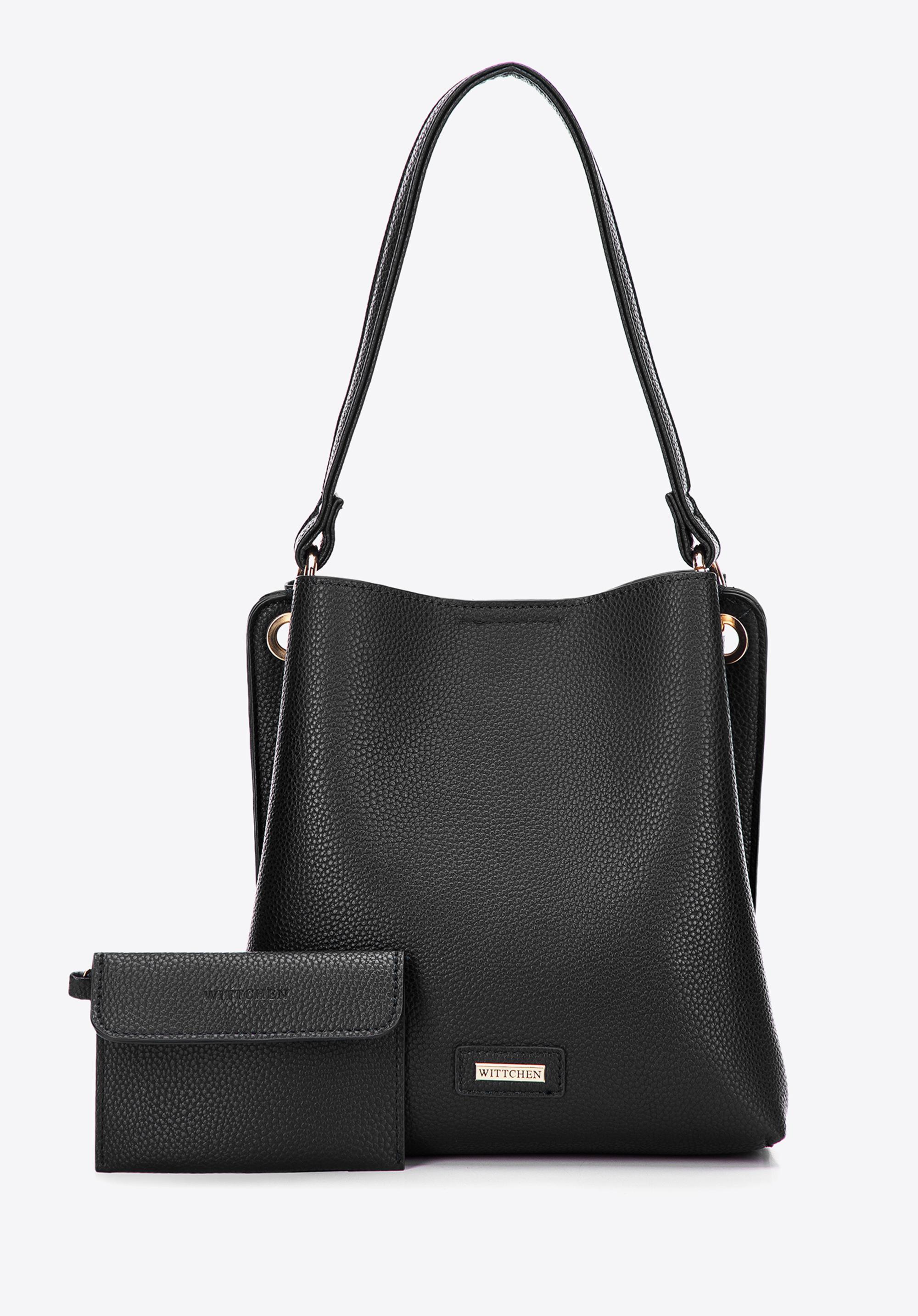 Torebka worek z ekoskóry dwukomorowa z etui