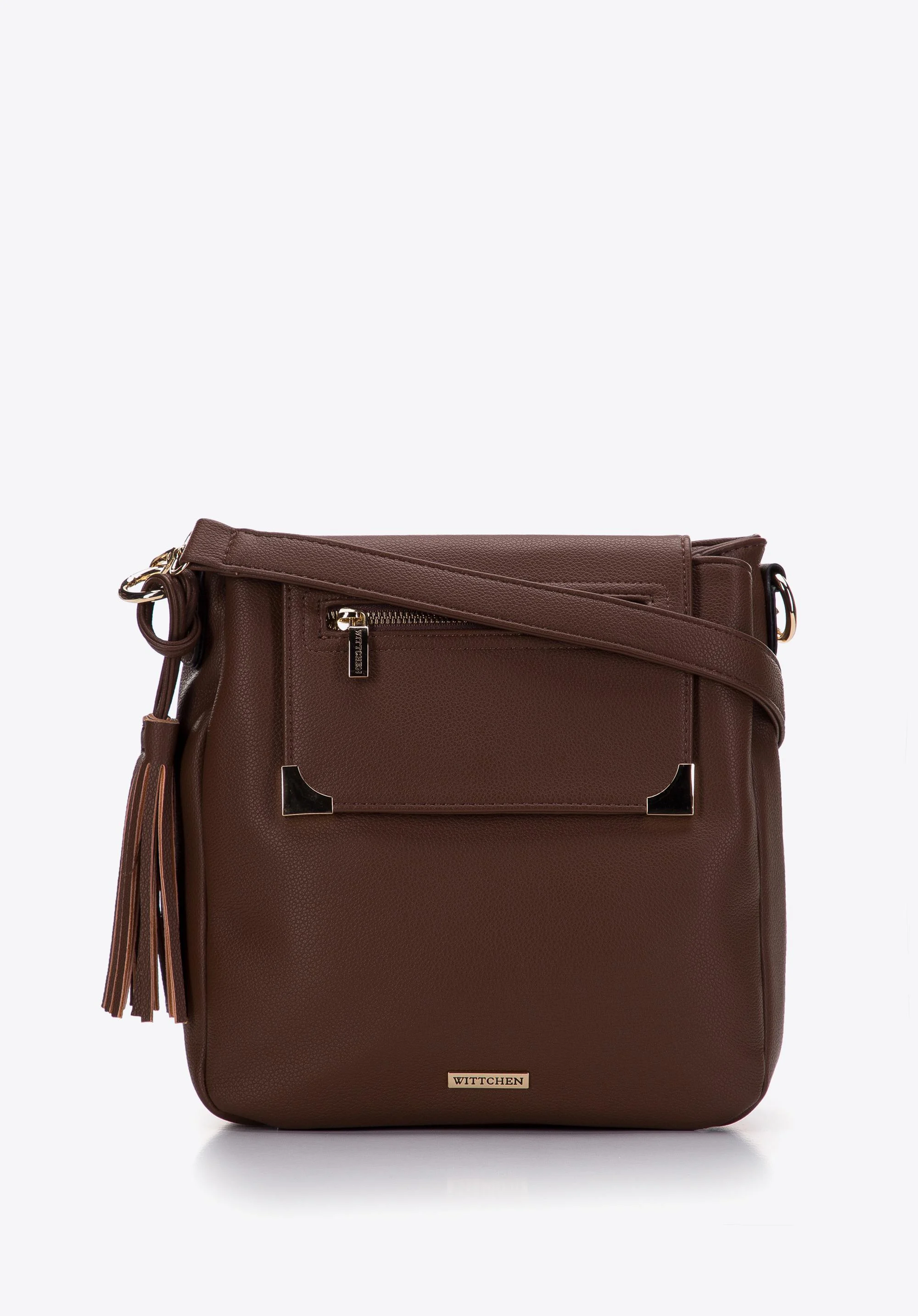 Torebka worek trzykomorowa z klapą z okuciami