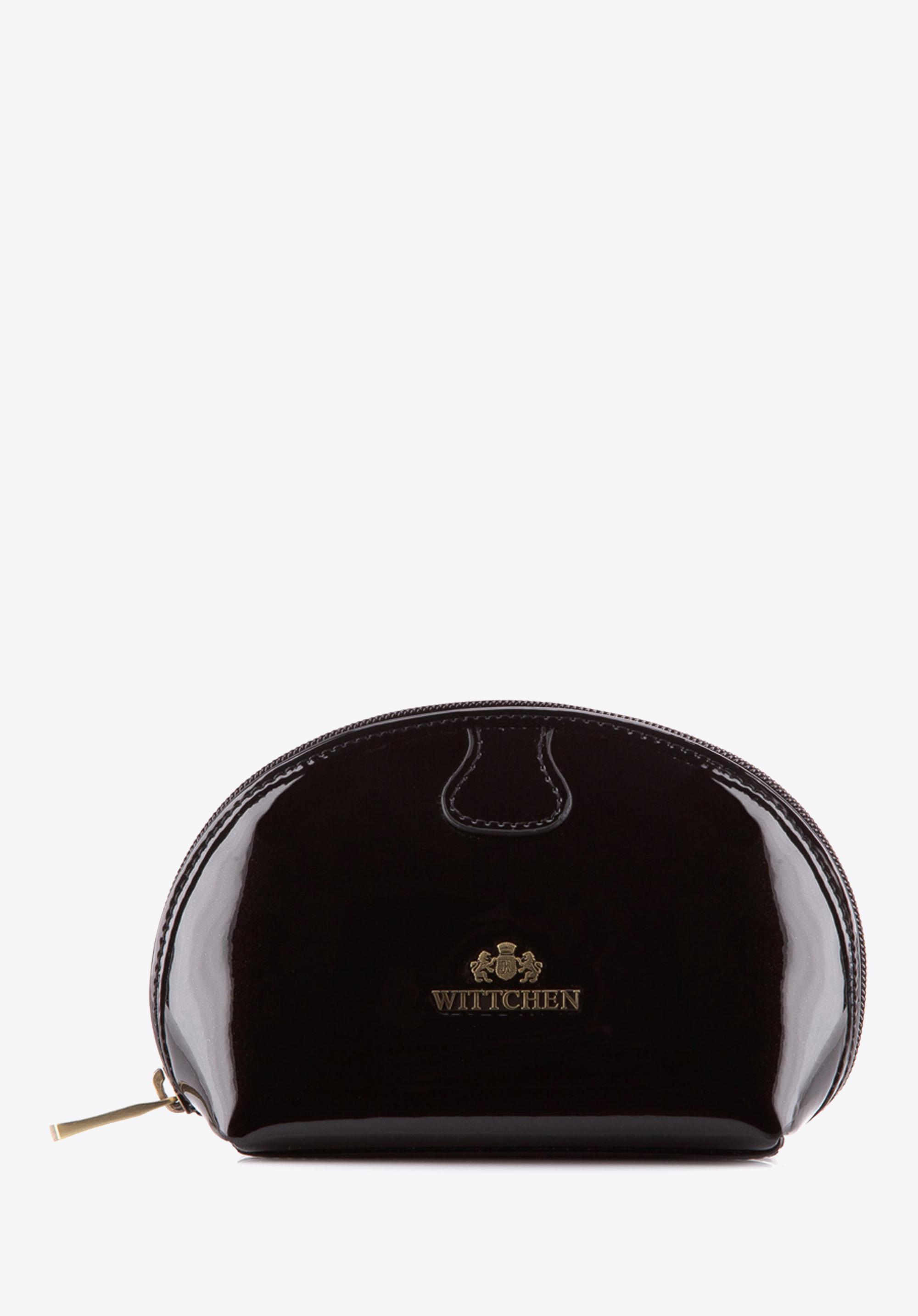 Kosmetyczka skórzana lakierowana półokrągła