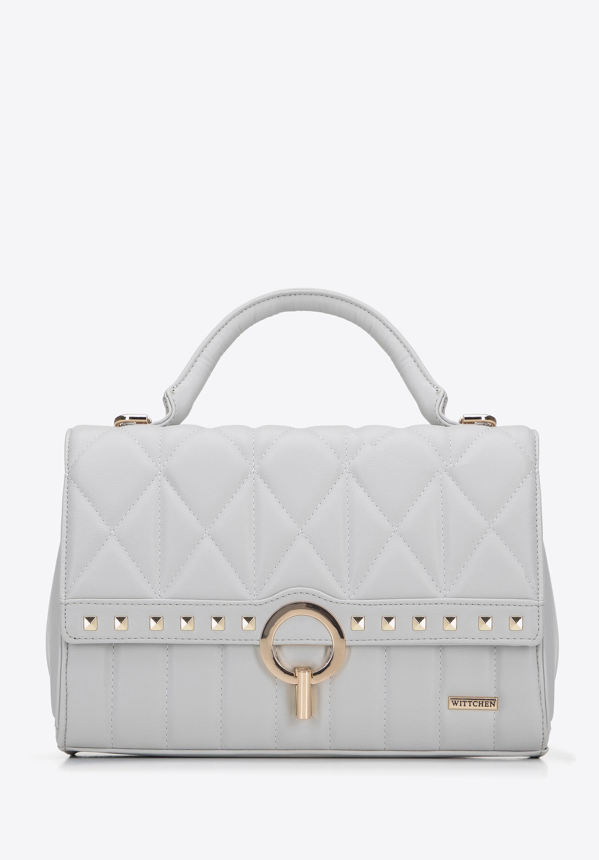 Torebka kuferek z pikowanej ekoskóry z nitami