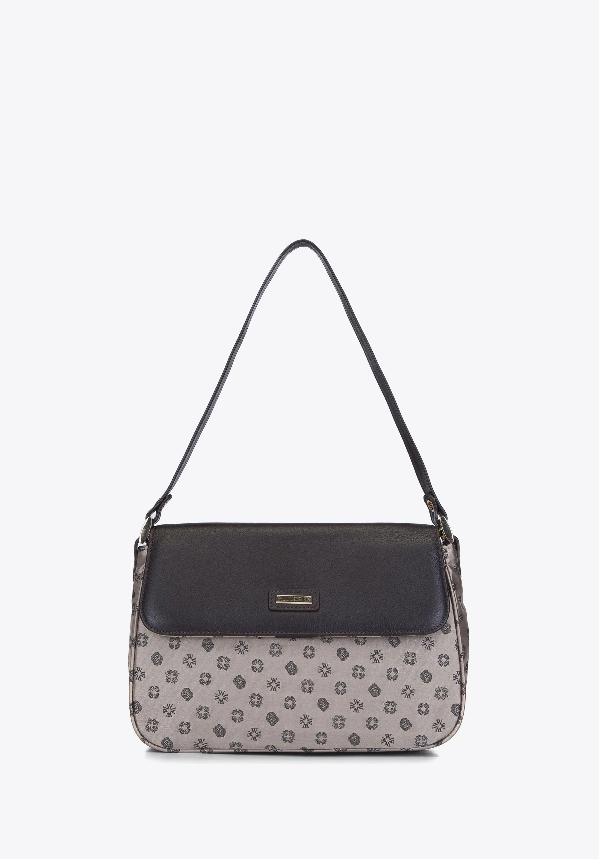Torebka crossbody ze skóry i żakardu z monogramem