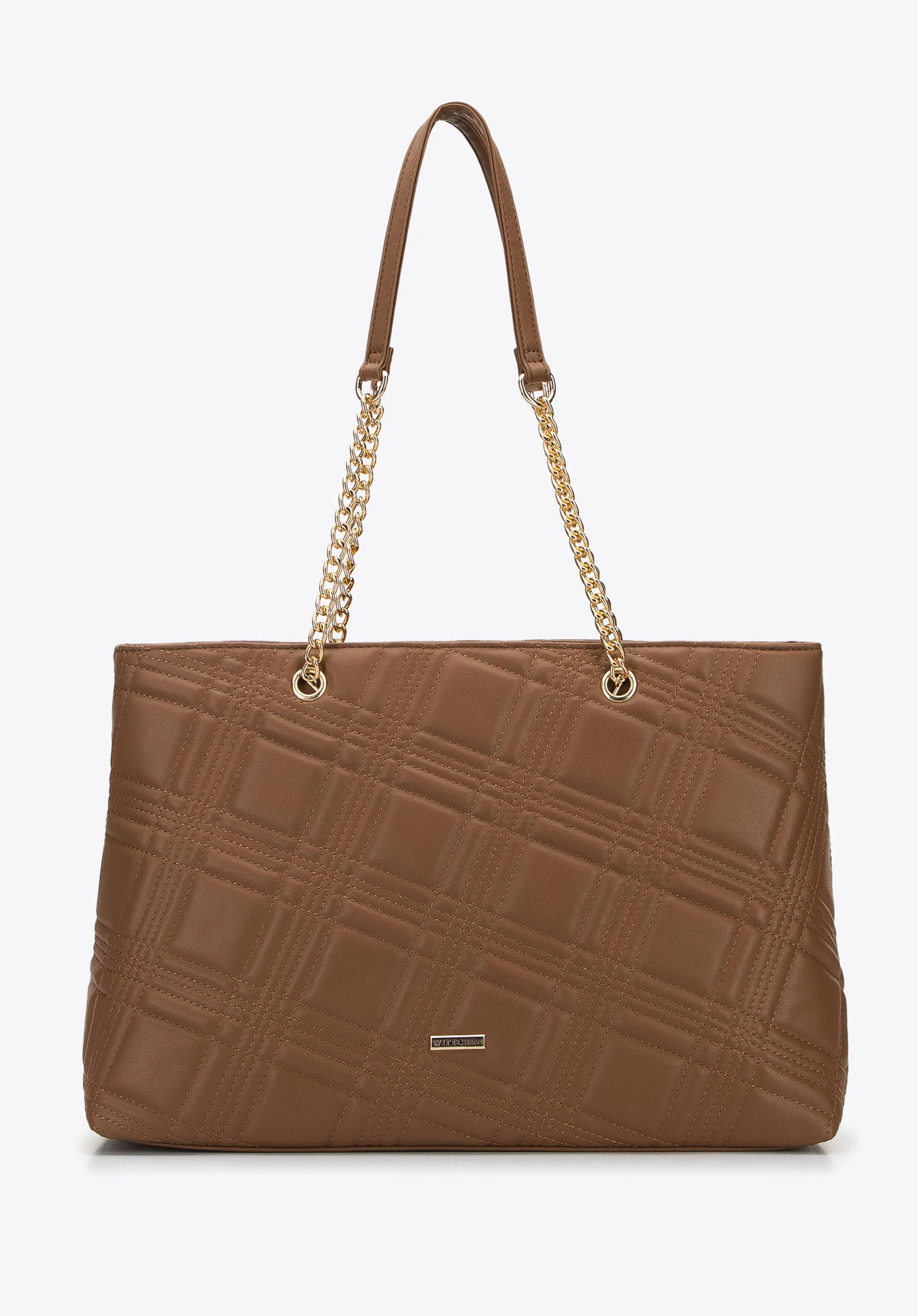 Torebka shopperka z pikowanej ekoskóry na łańcuszku