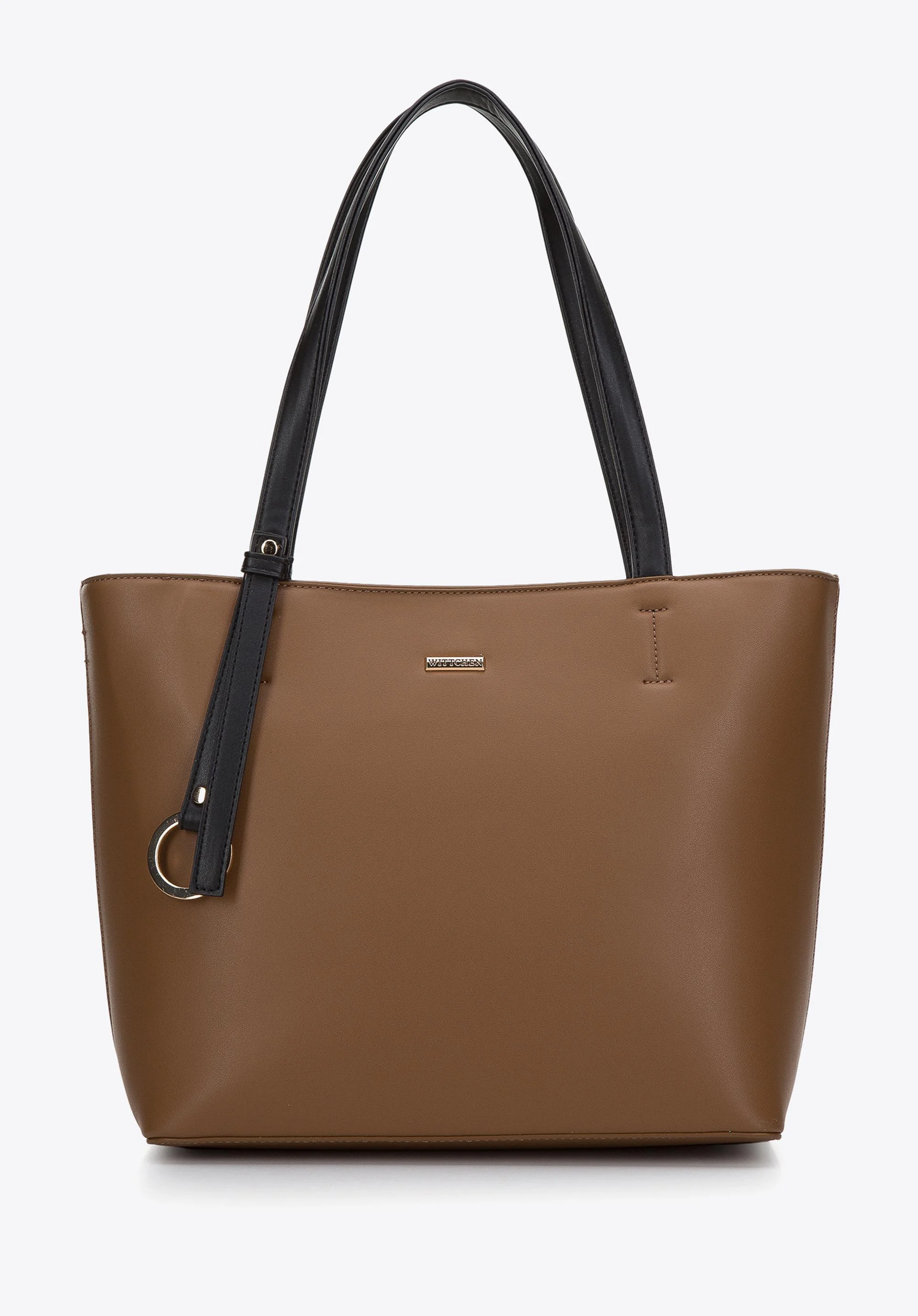 Torebka shopperka z ekoskóry z ozdobnym kółkiem