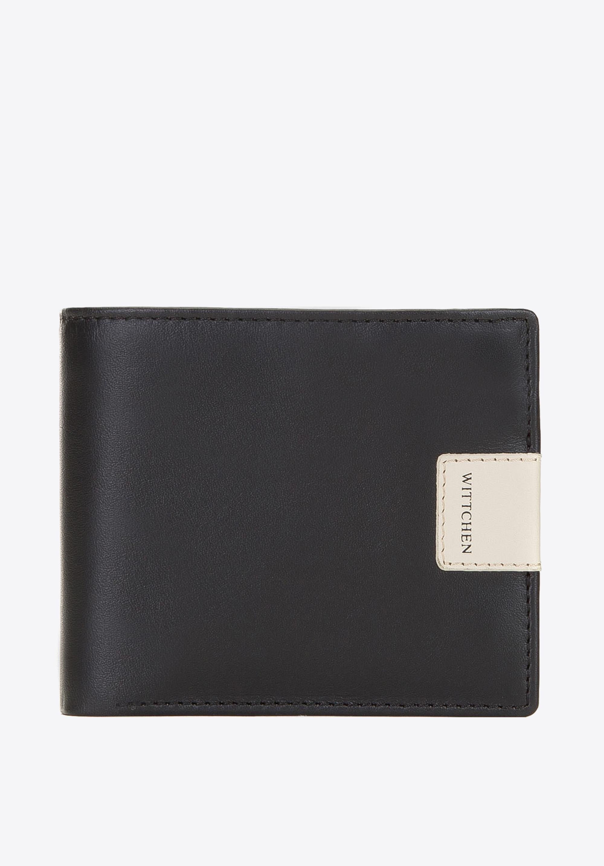 Portfel skórzany z naszywką z logo średni