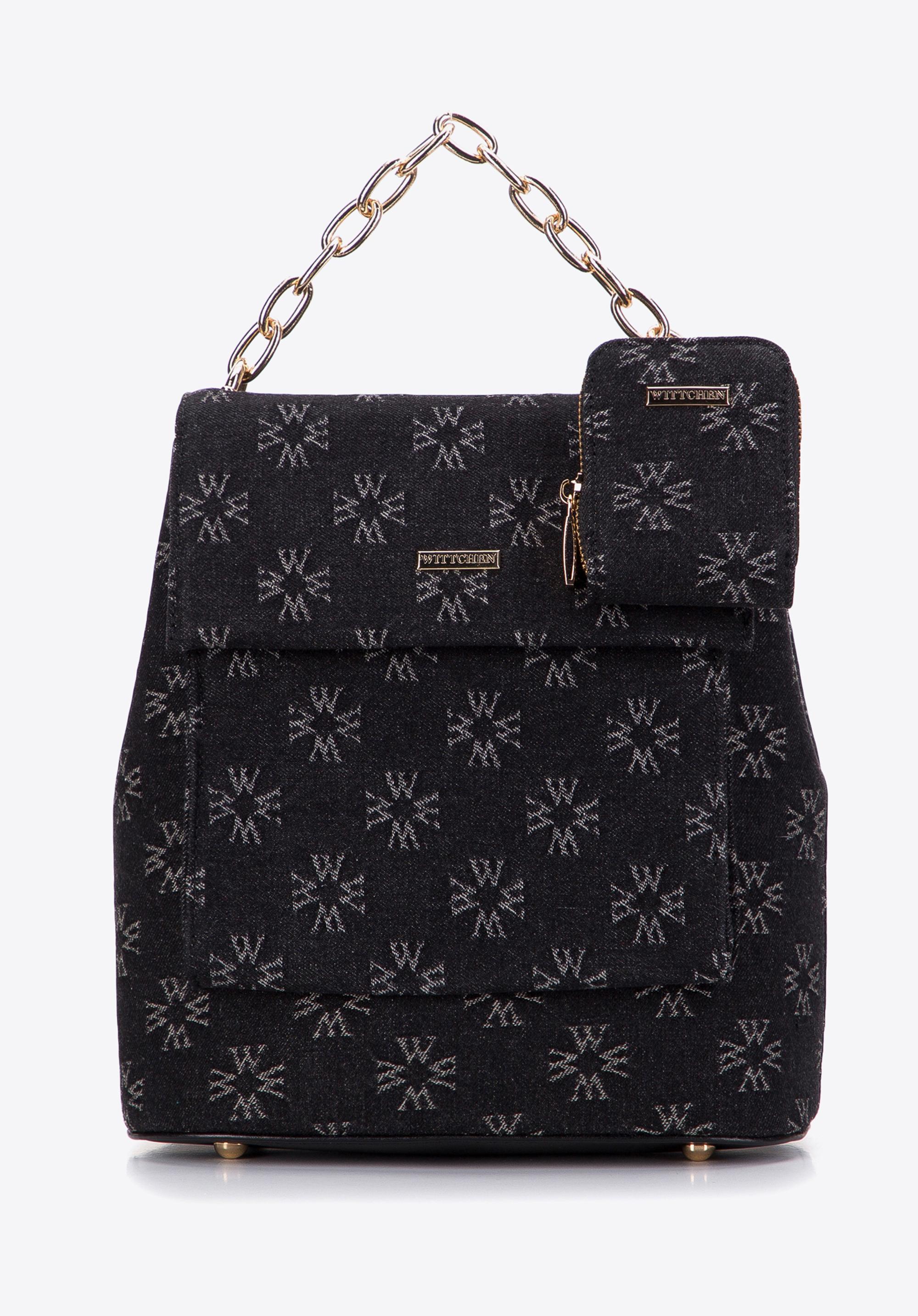 Damski plecak dżinsowy w monogram z etui