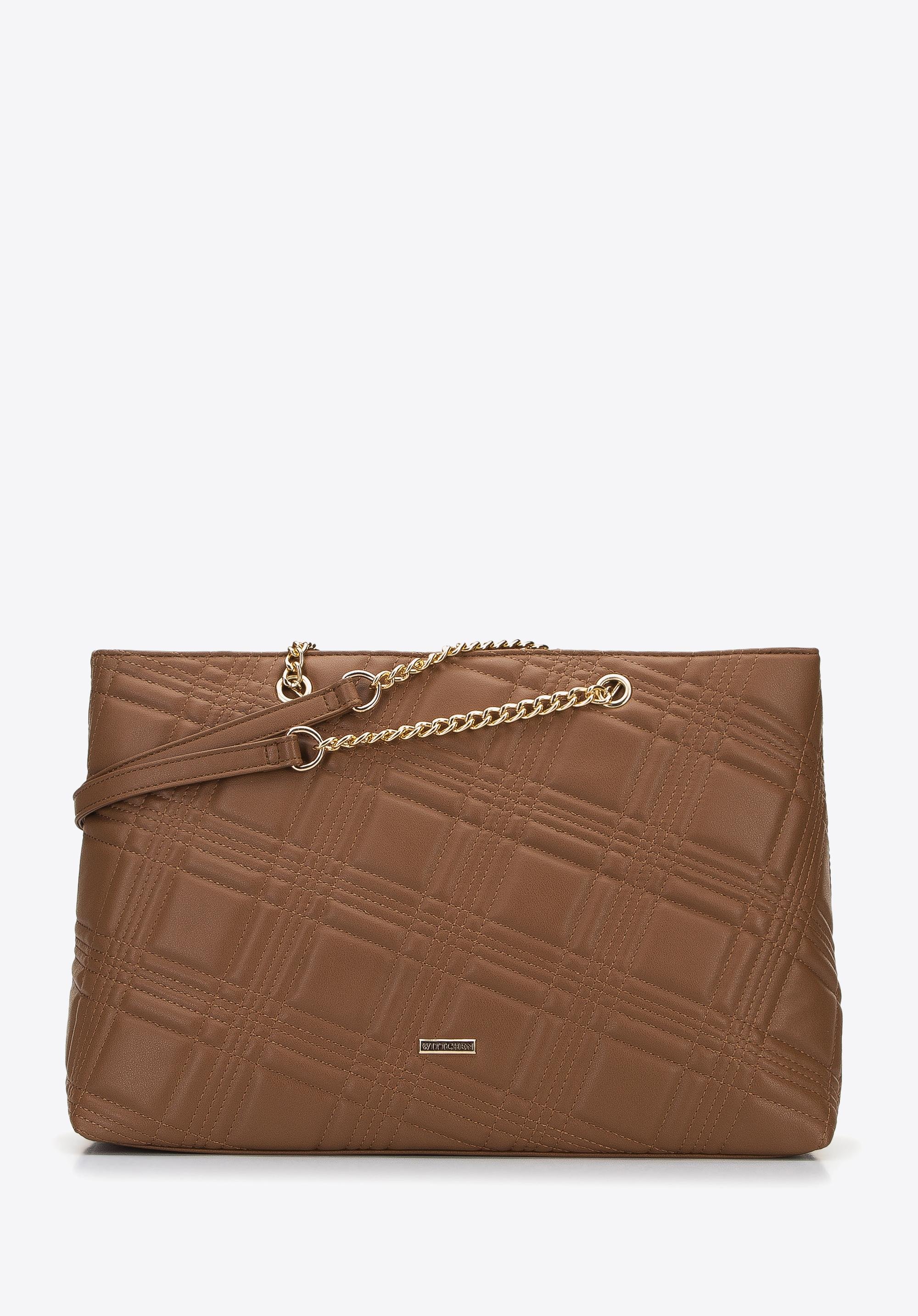 Torebka shopperka z pikowanej ekoskóry na łańcuszku