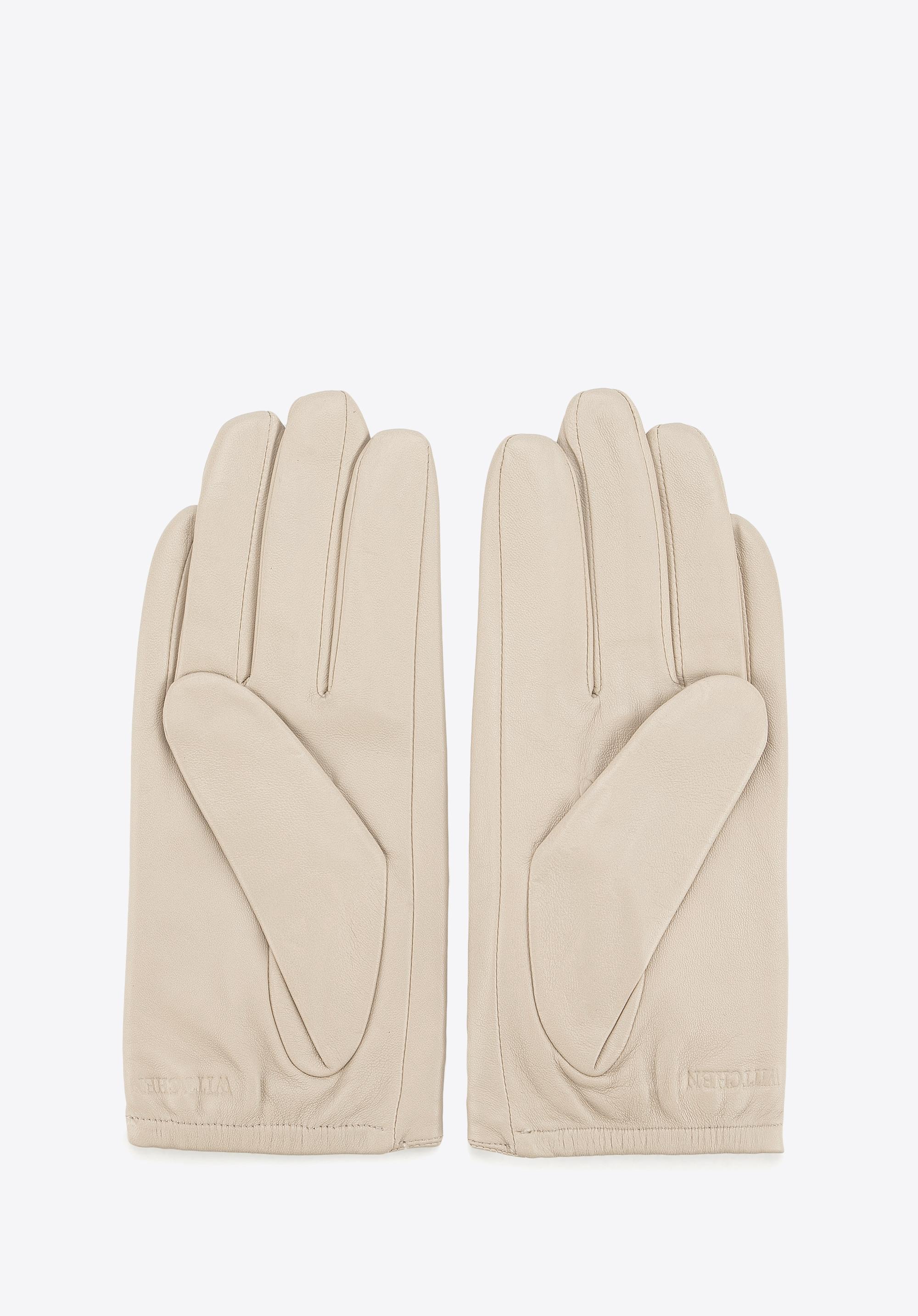 Damskie rękawiczki skórzane z wytłoczoną różą