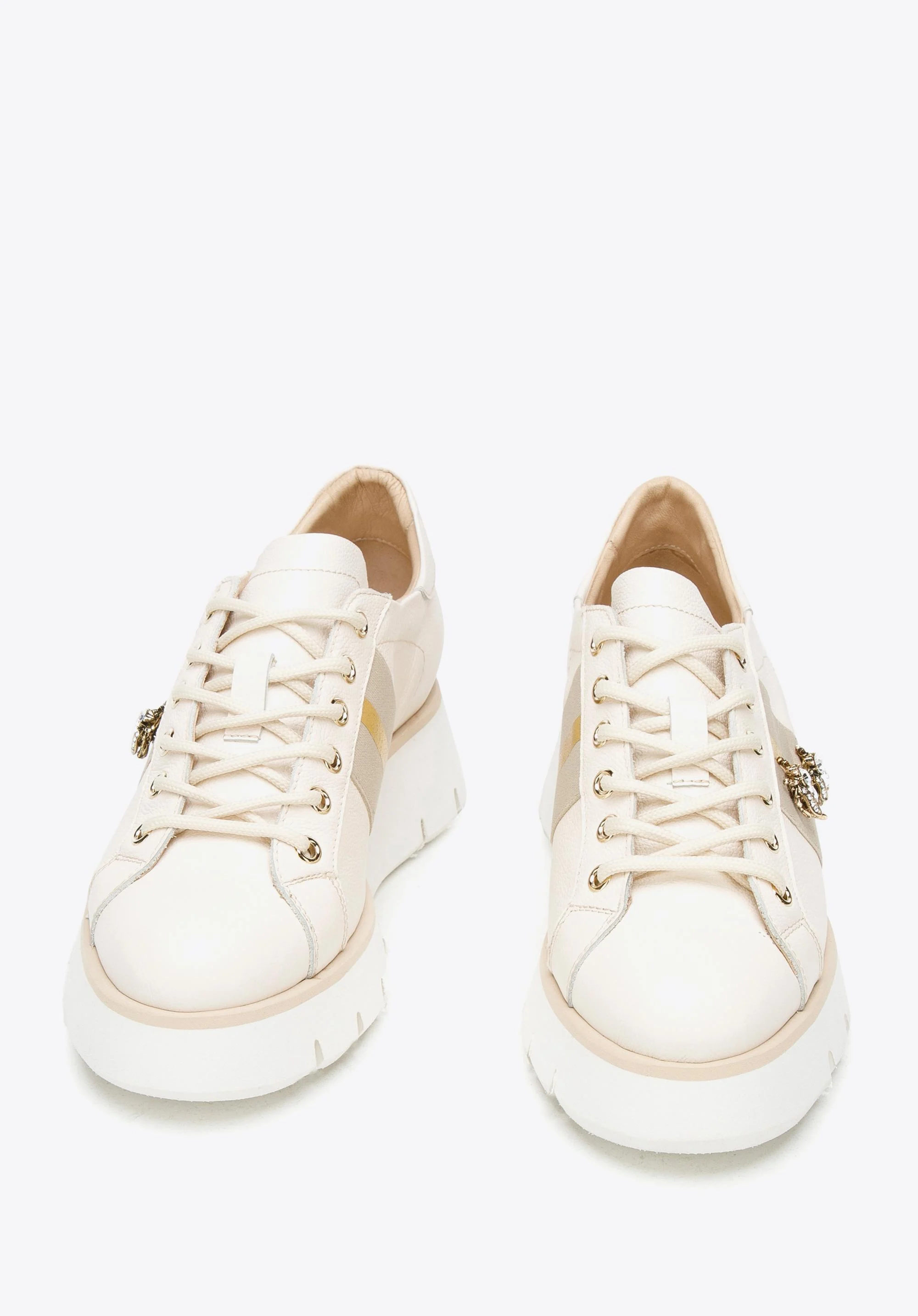 Damskie sneakersy skórzane z owadami na platformie