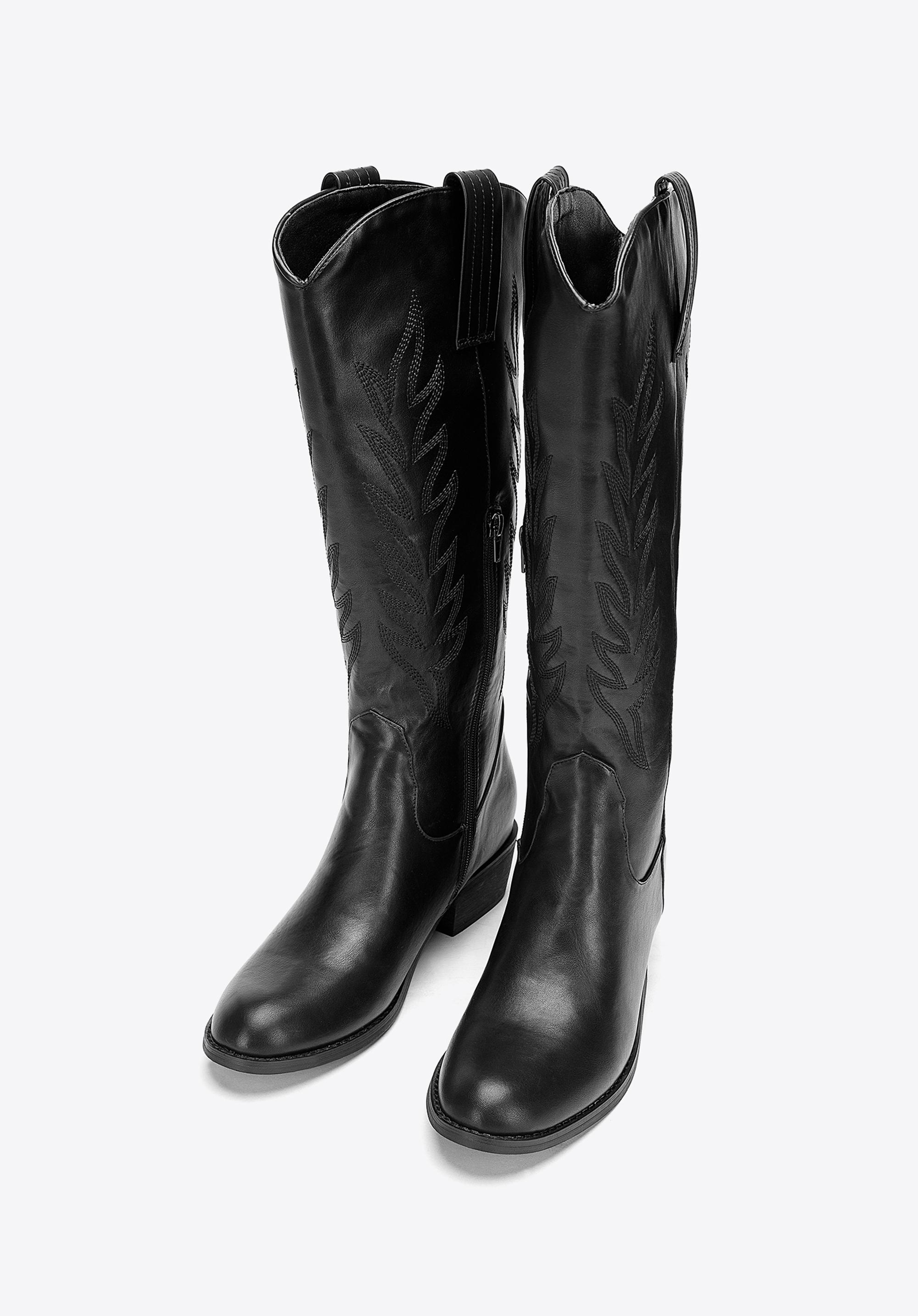 Damskie kowbojki z haftem wysokie