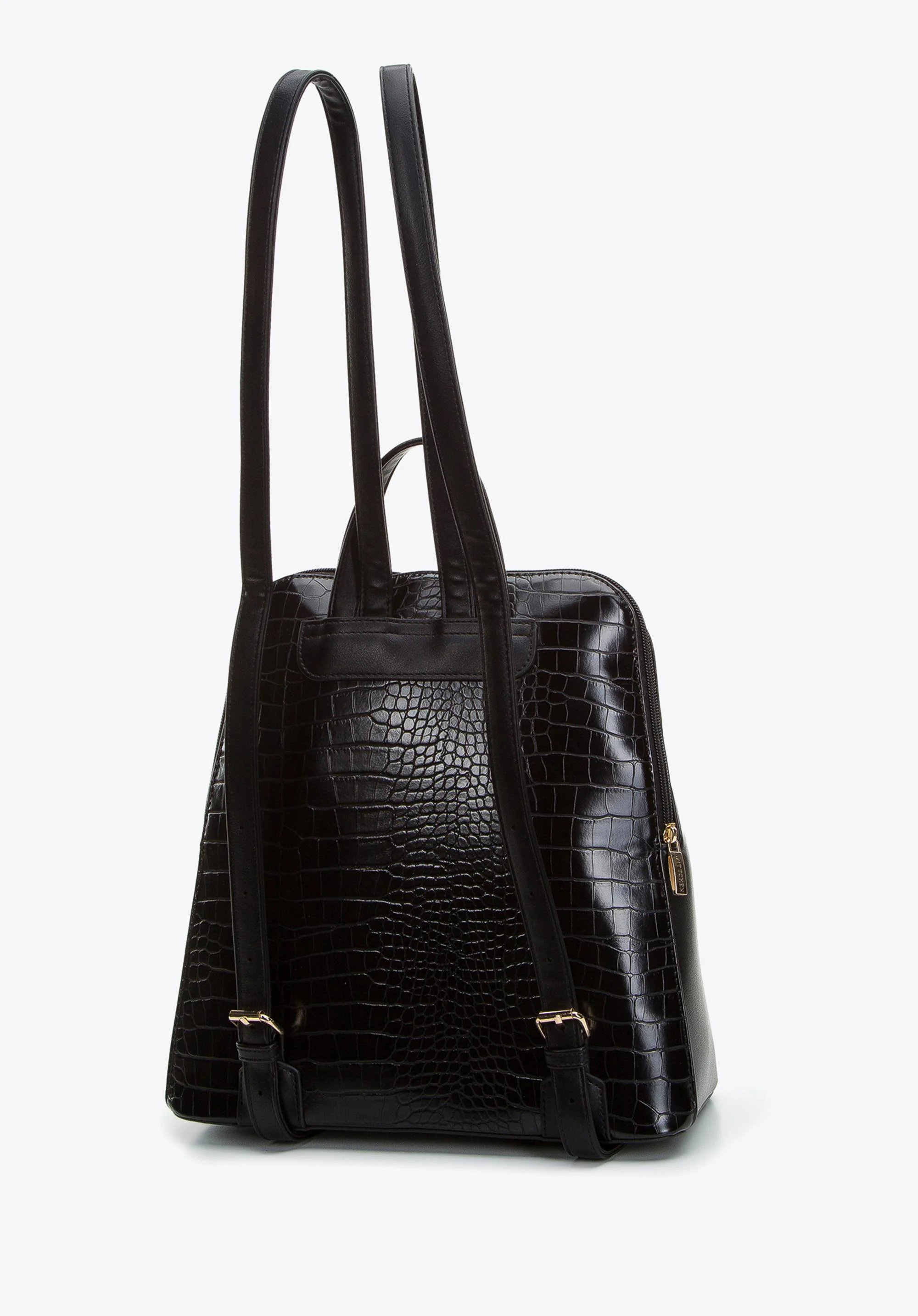 Damski plecak z ekoskóry o dwóch fakturach trapezowy