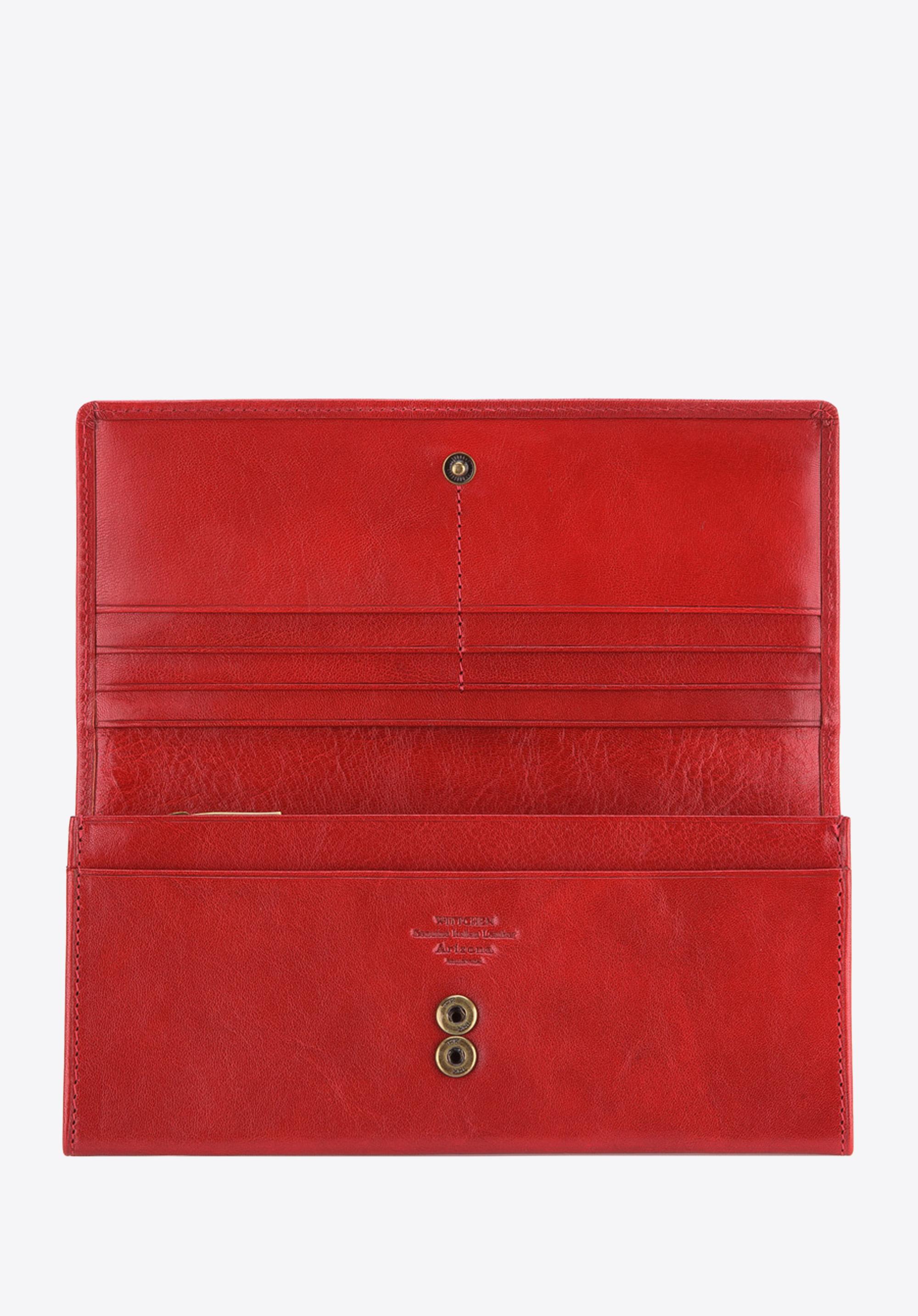 Damski skórzany portfel z herbem poziomy