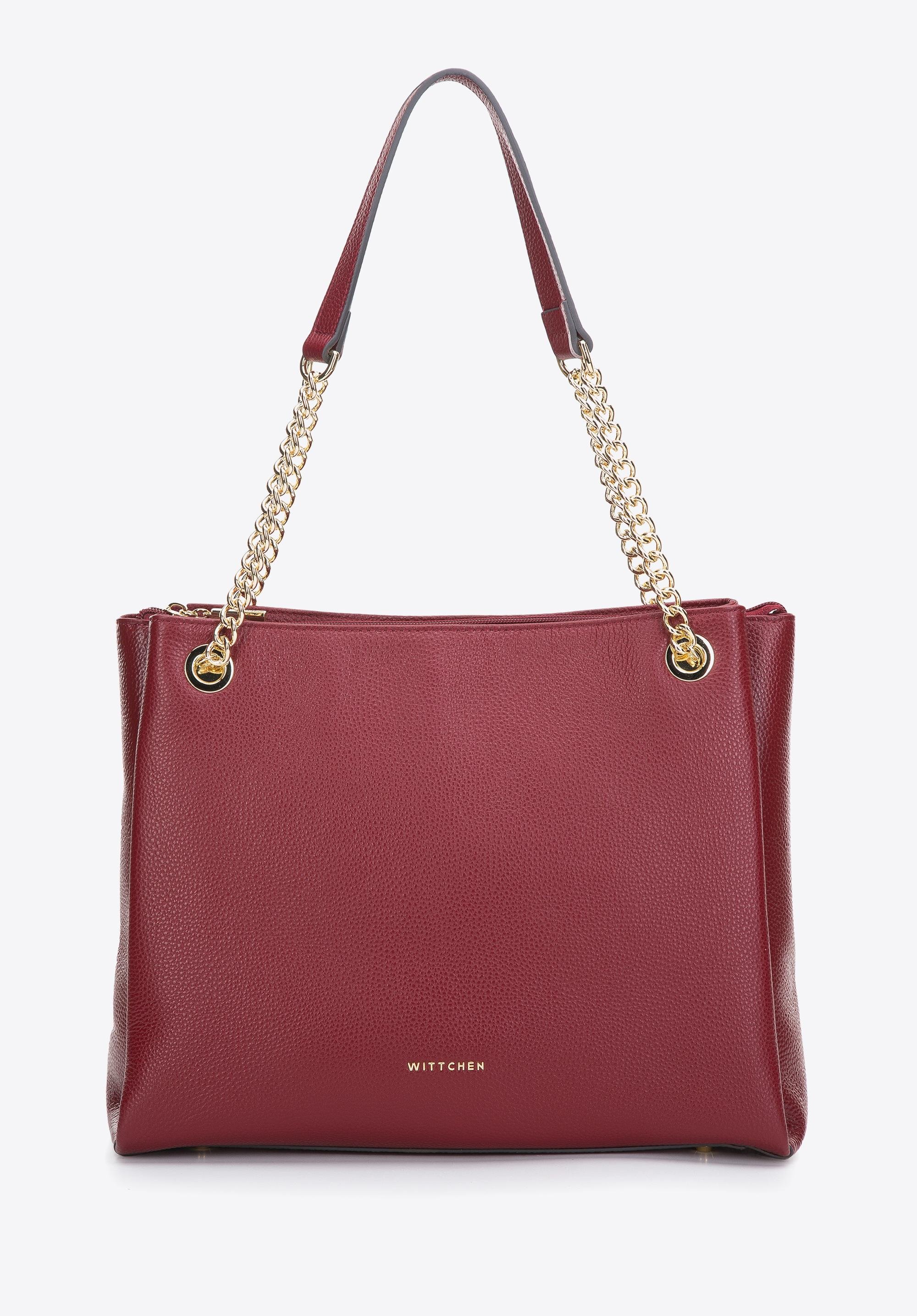 Torebka shopperka z groszkowanej skóry trzykomorowa