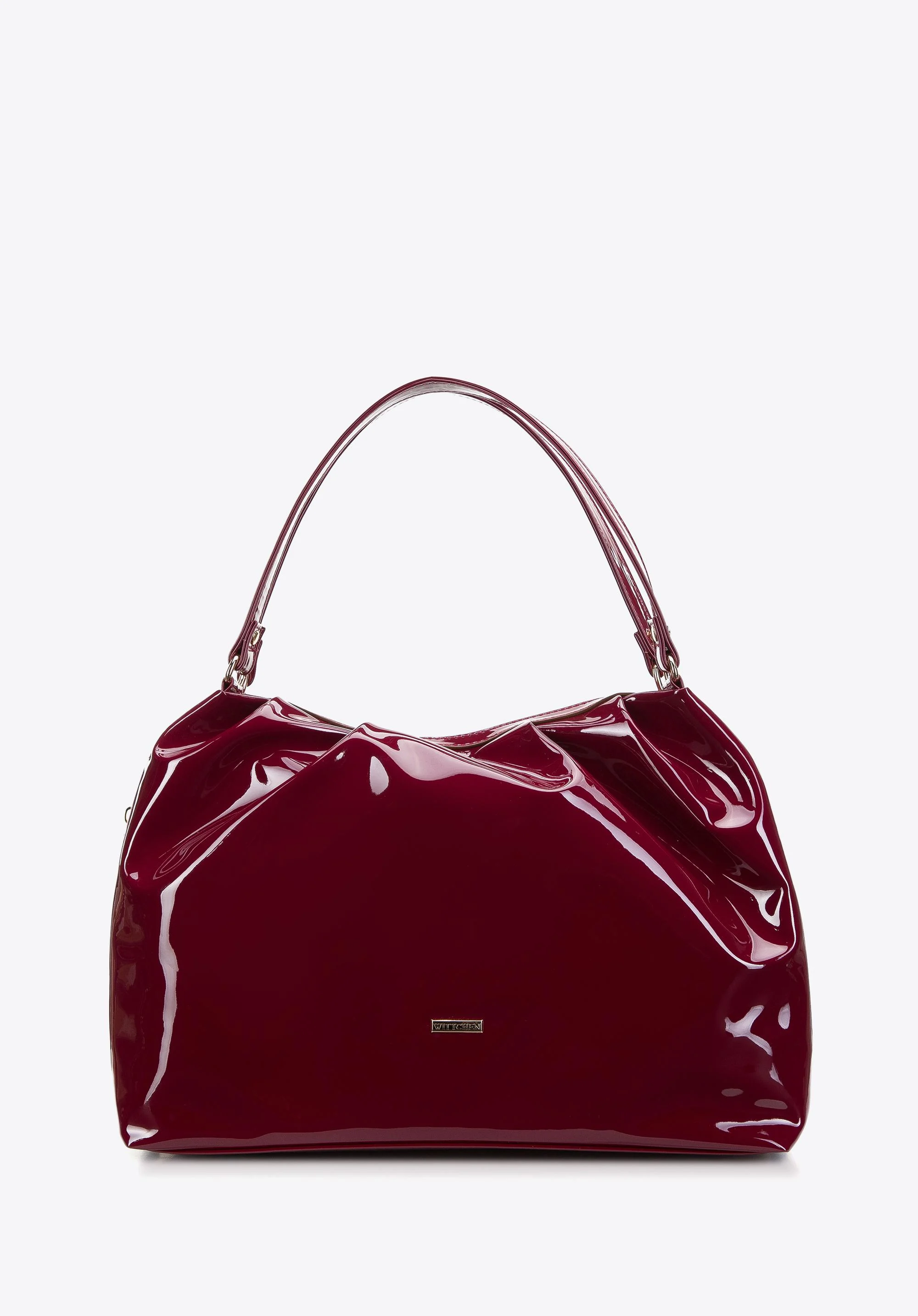 Torebka shopperka z marszczonej lakierowanej ekoskóry