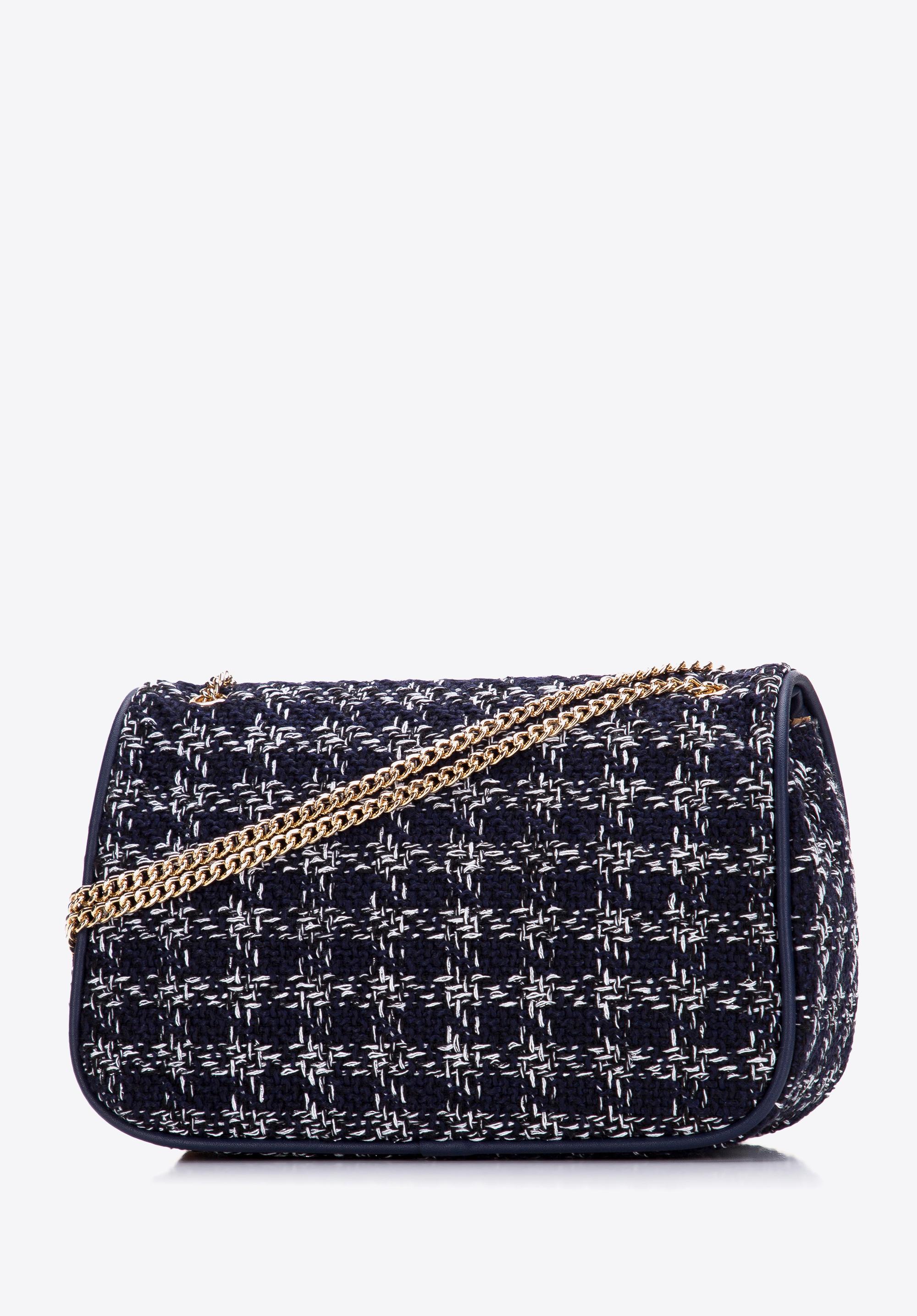 Damska listonoszka z tkaniny bouclé na łańcuszku