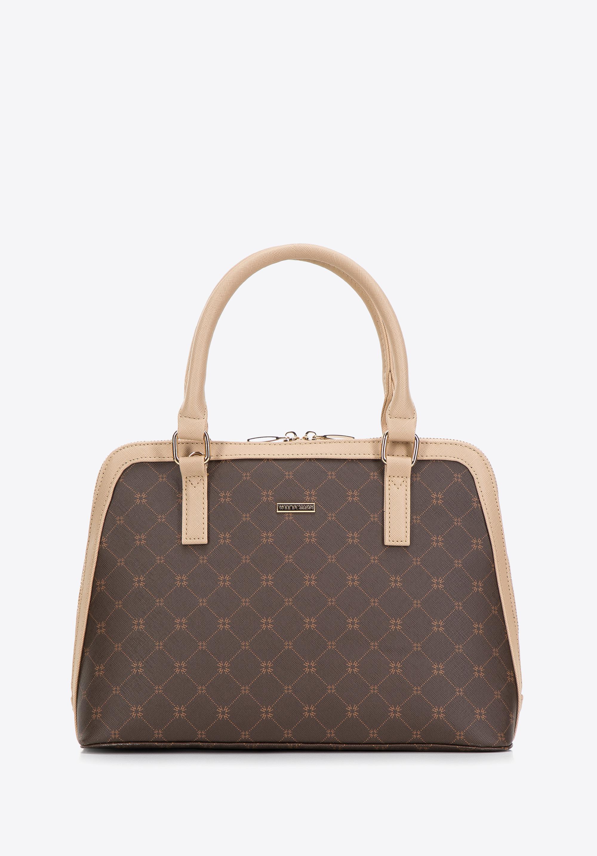 Torebka kuferek z ekoskóry w monogram