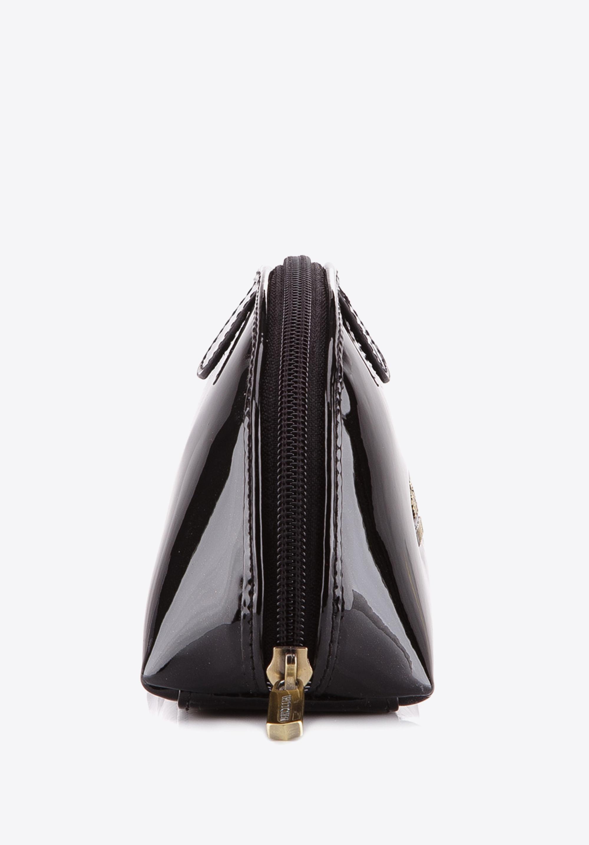 Kosmetyczka skórzana lakierowana półokrągła