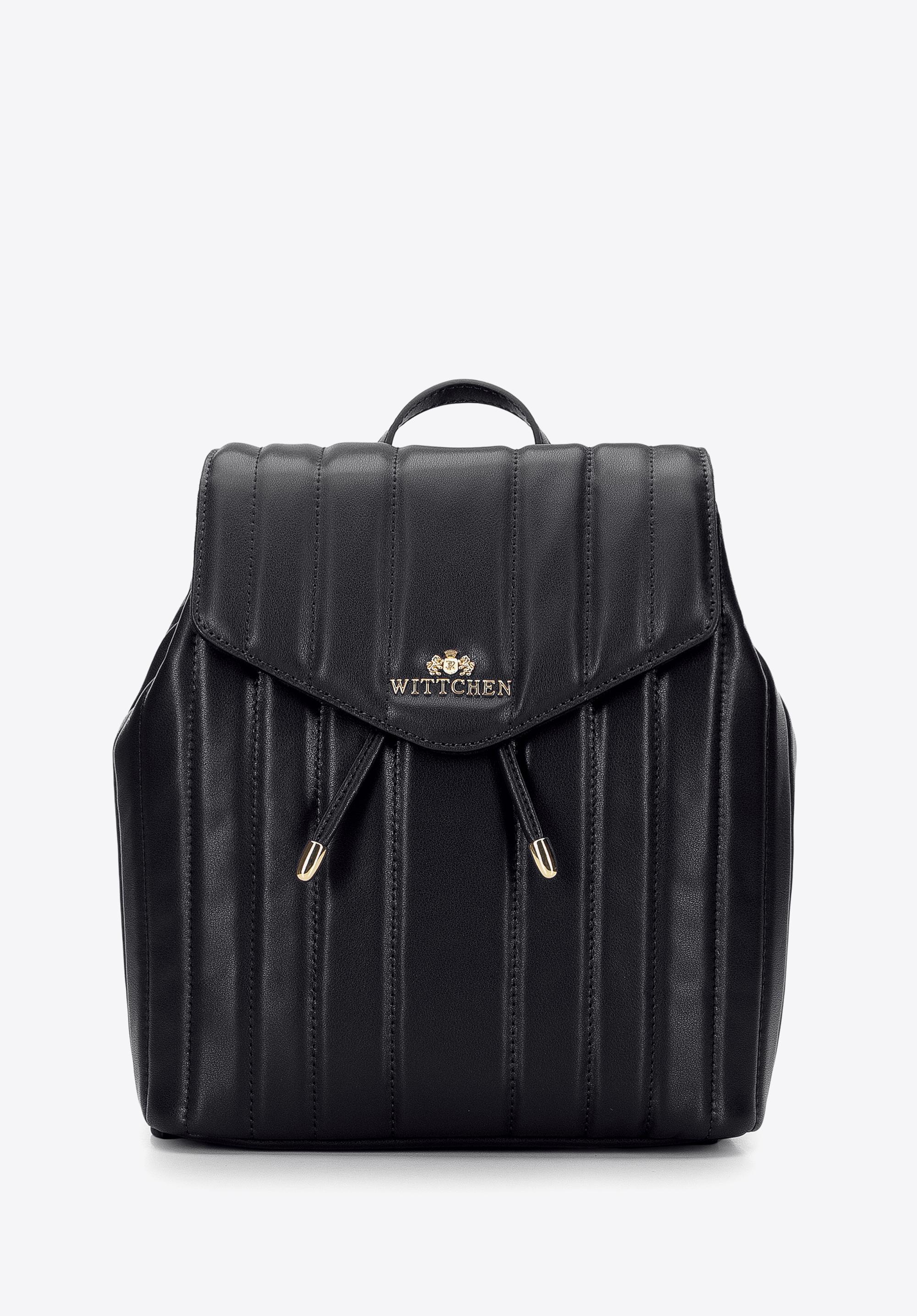 Damski plecak worek skórzany z podłużnym pikowaniem