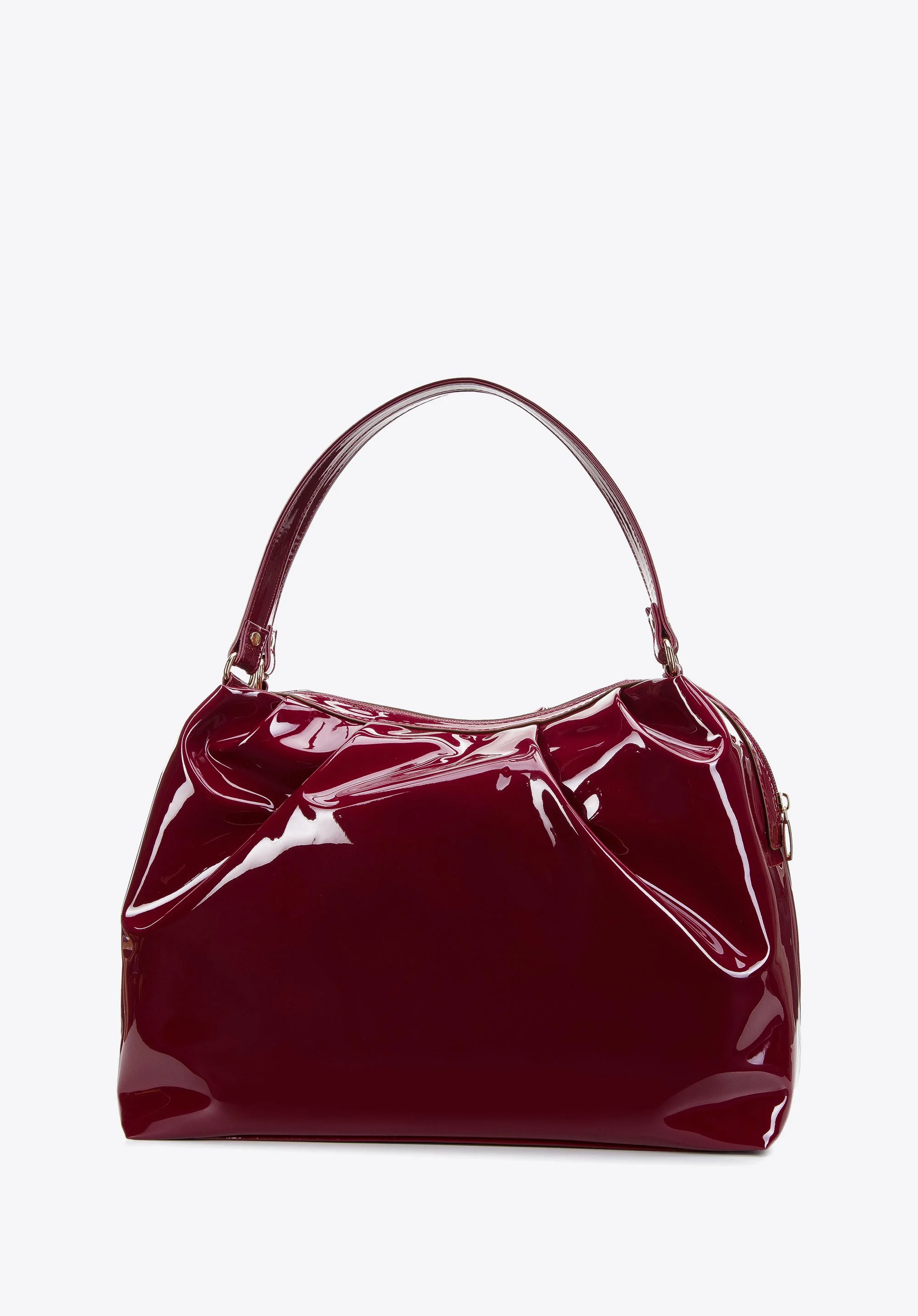 Torebka shopperka z marszczonej lakierowanej ekoskóry