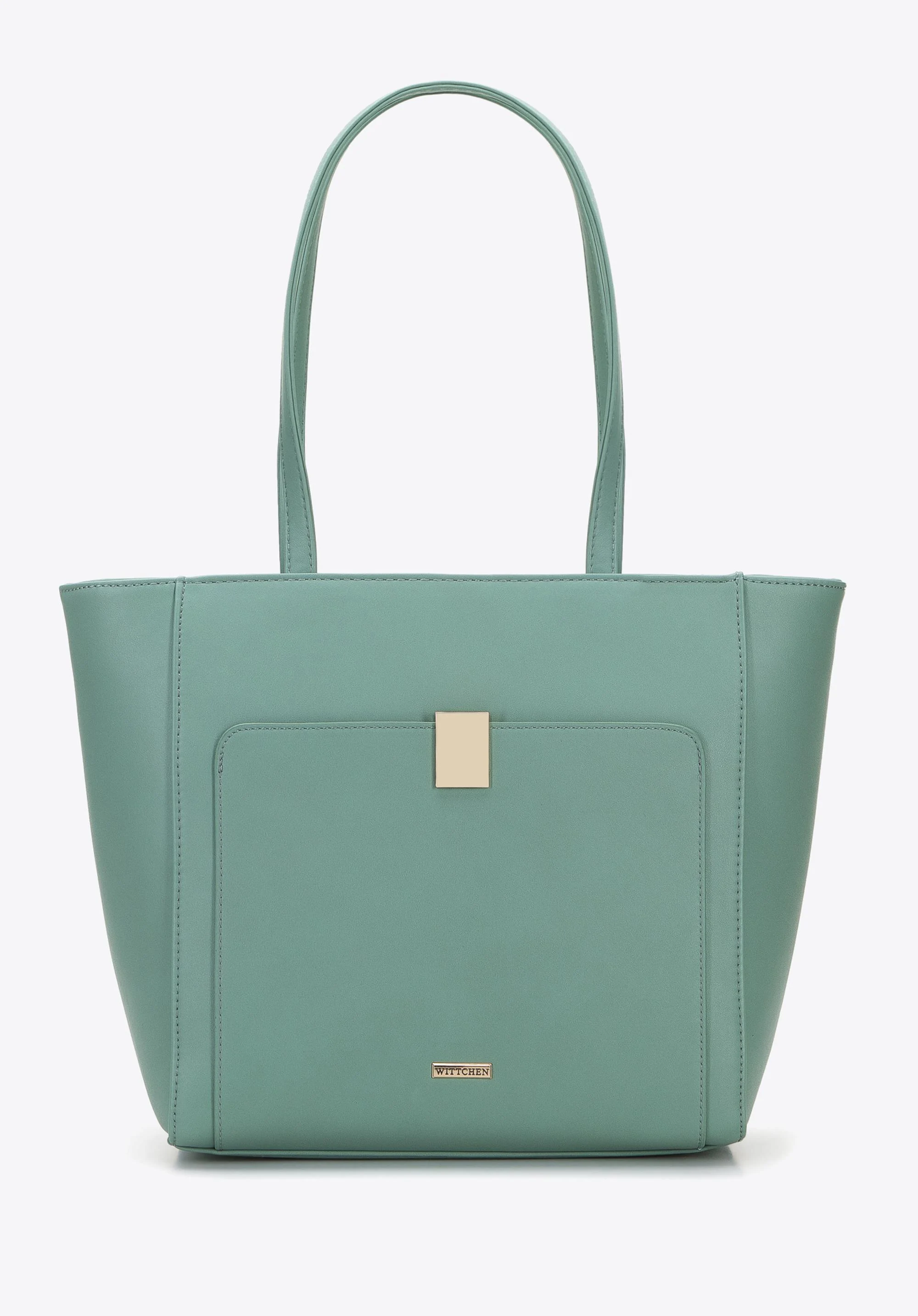 Torebka shopperka z ekoskóry z prostokątną klamrą