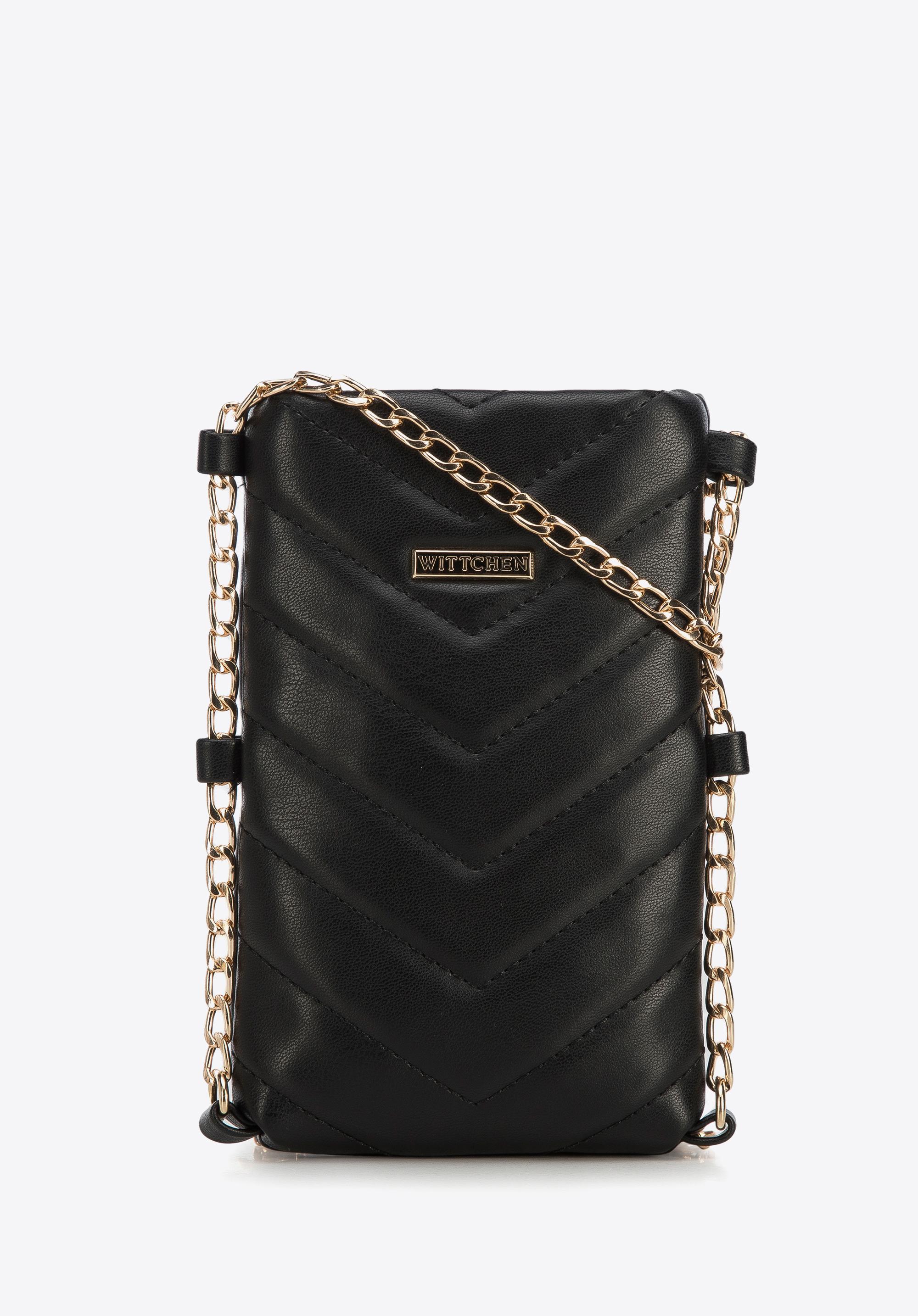 Minitorebka z pikowanej ekoskóry prostokątna na łańcuszku