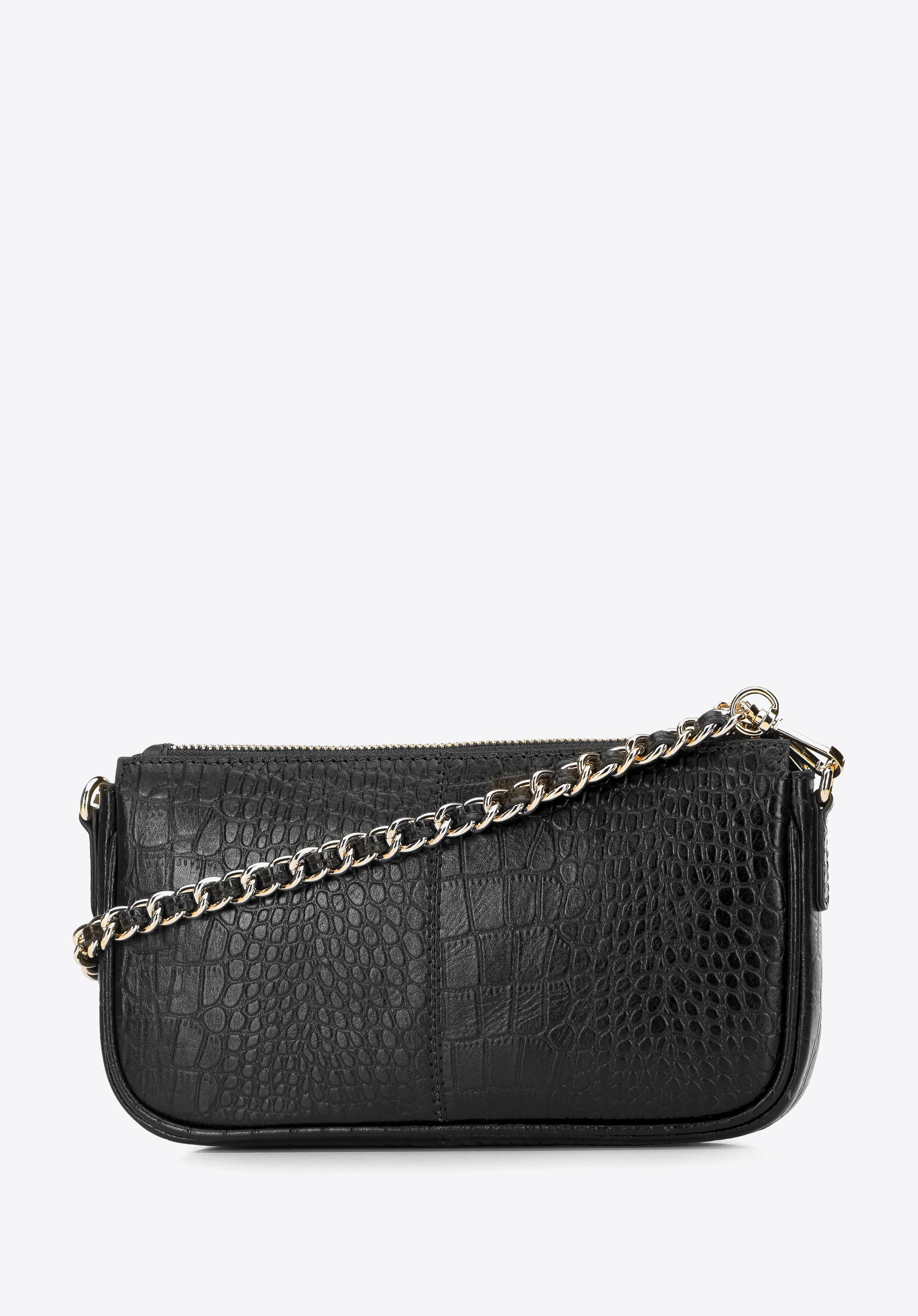 Damska torebka ze skóry o fakturze croco podwójna z etui
