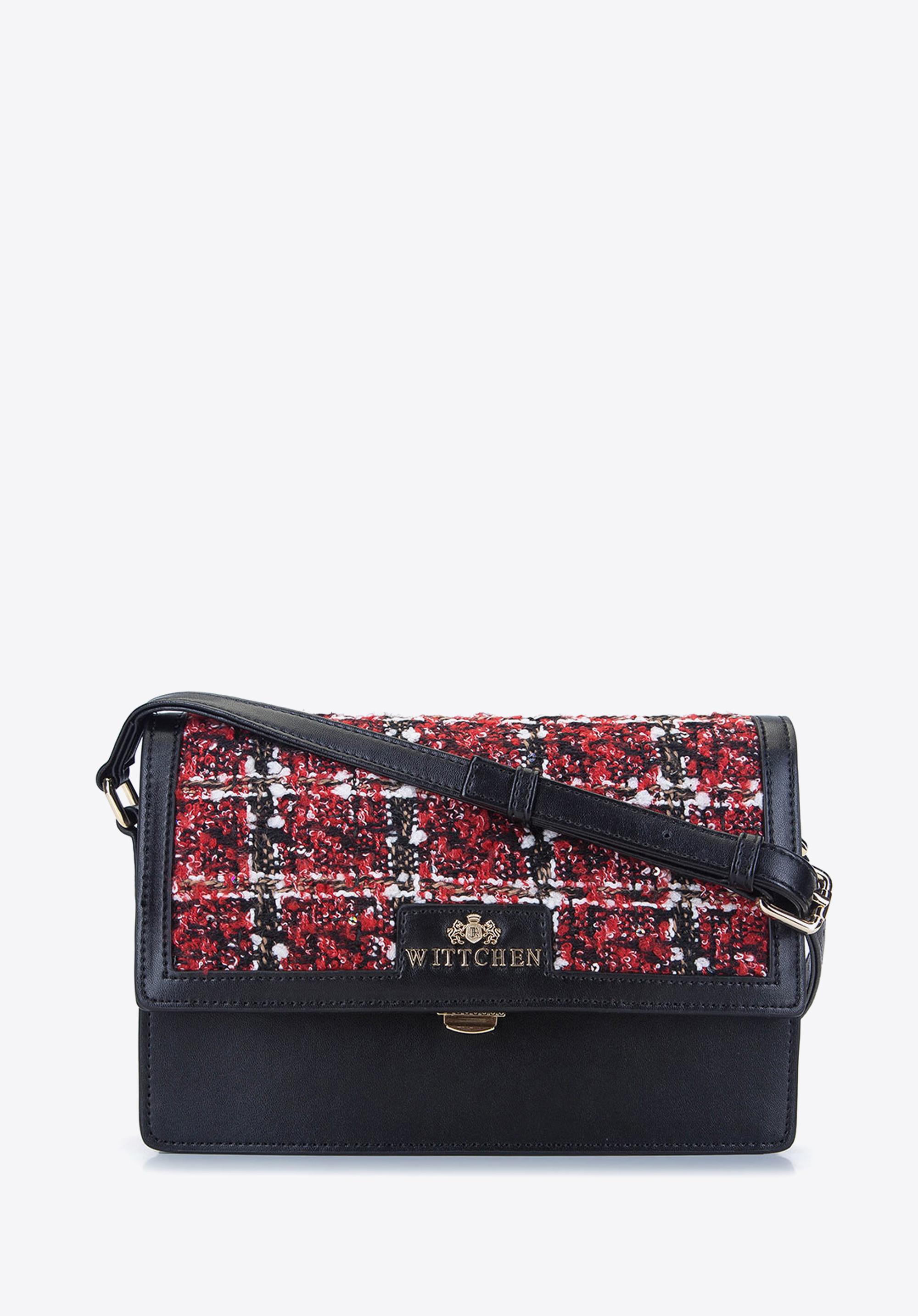 Damska listonoszka skórzana z pokryciem bouclé