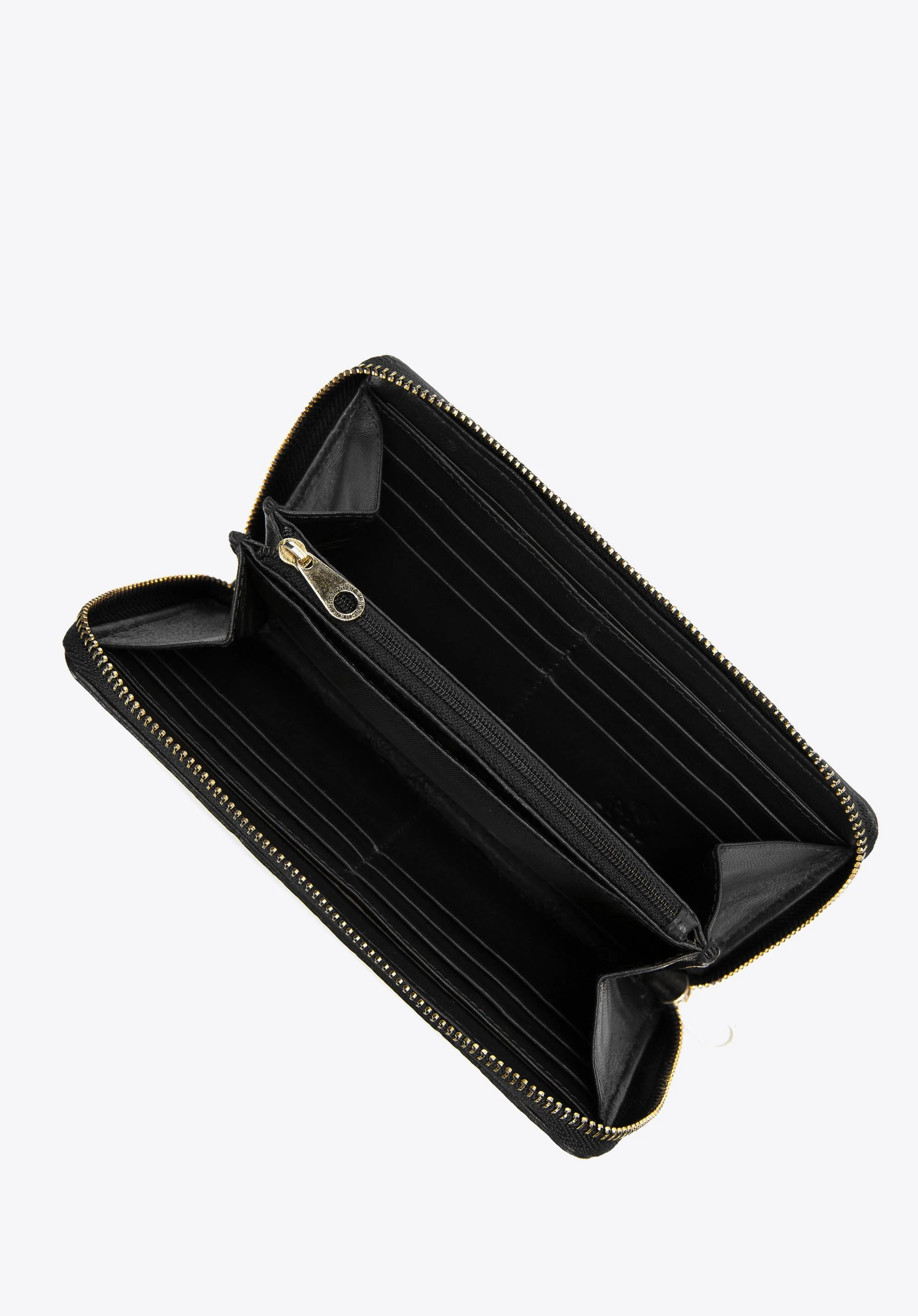 Damski portfel ze skórzanej plecionki duży