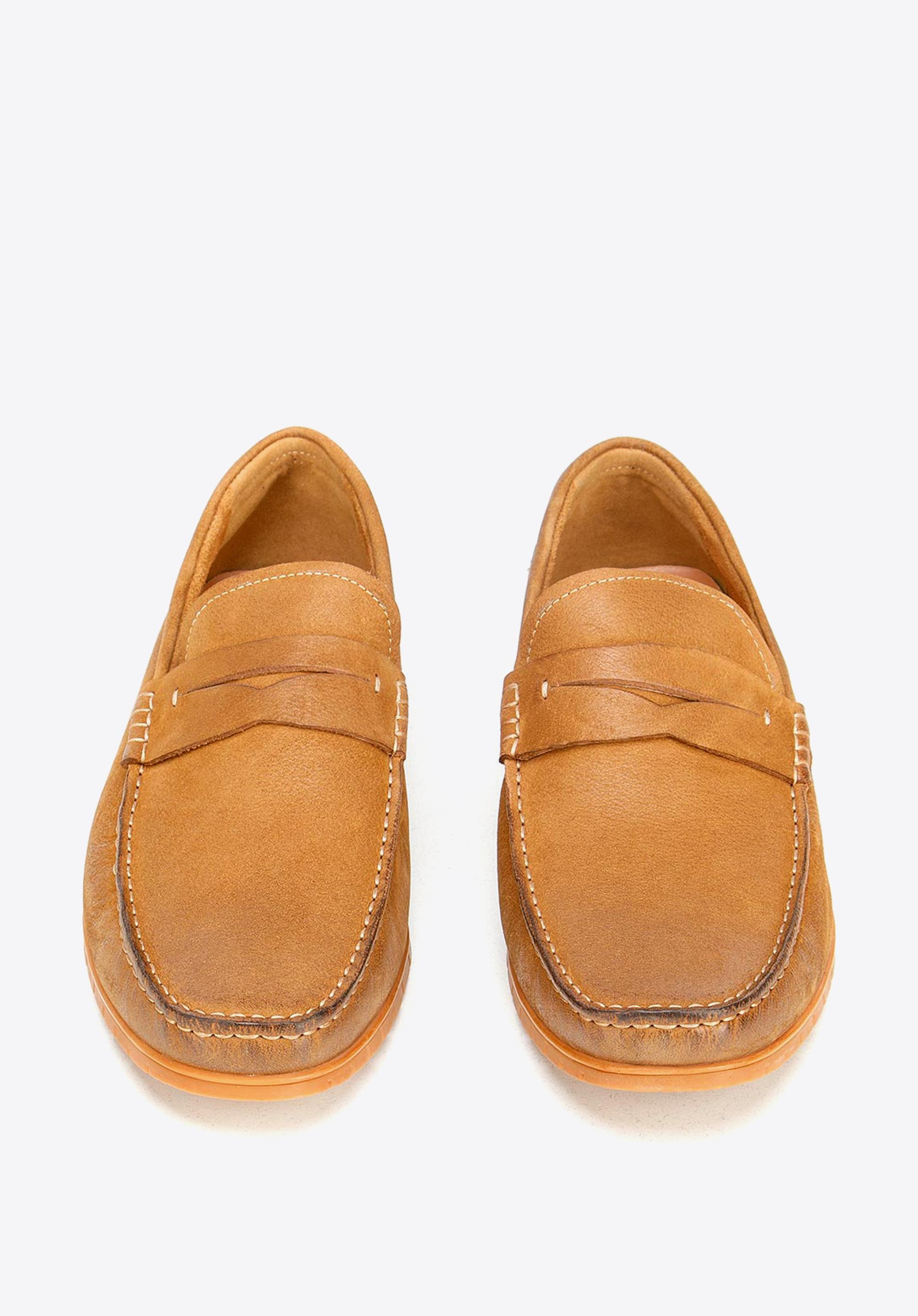 Męskie mokasyny z nubuku na giętkiej podeszwie