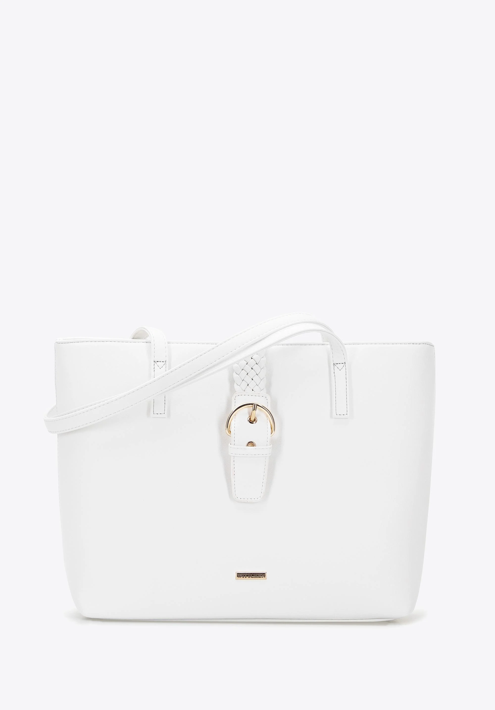 Torebka shopperka z paskiem z plecionki