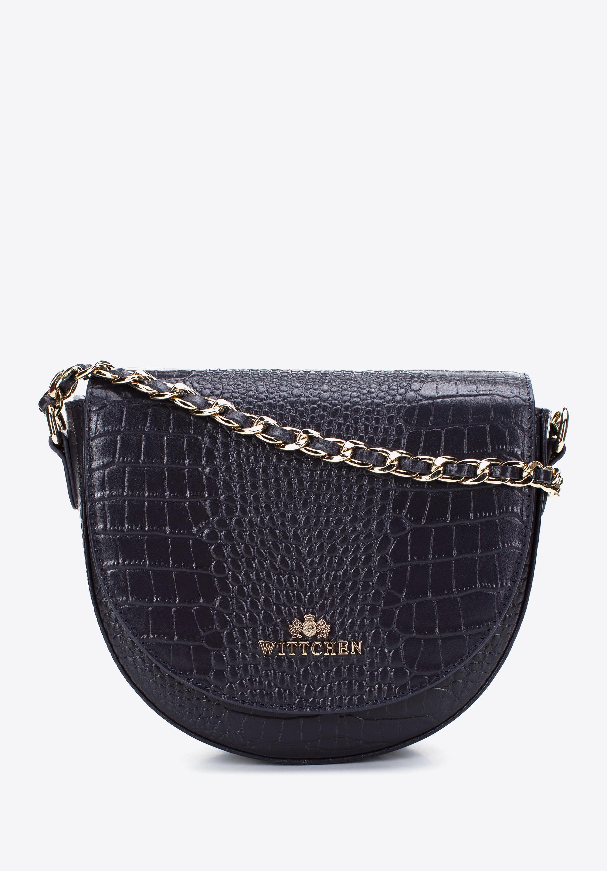 Damska listonoszka skórzana croco na łańcuszku