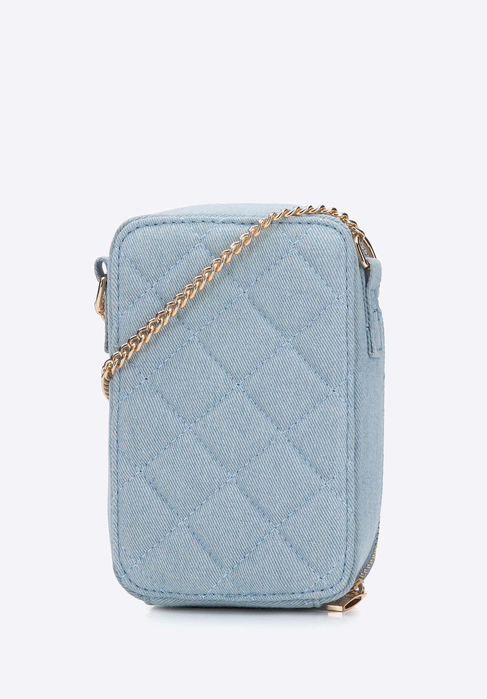 Damska minitorebka z pikowanego dżinsu na łańcuszku