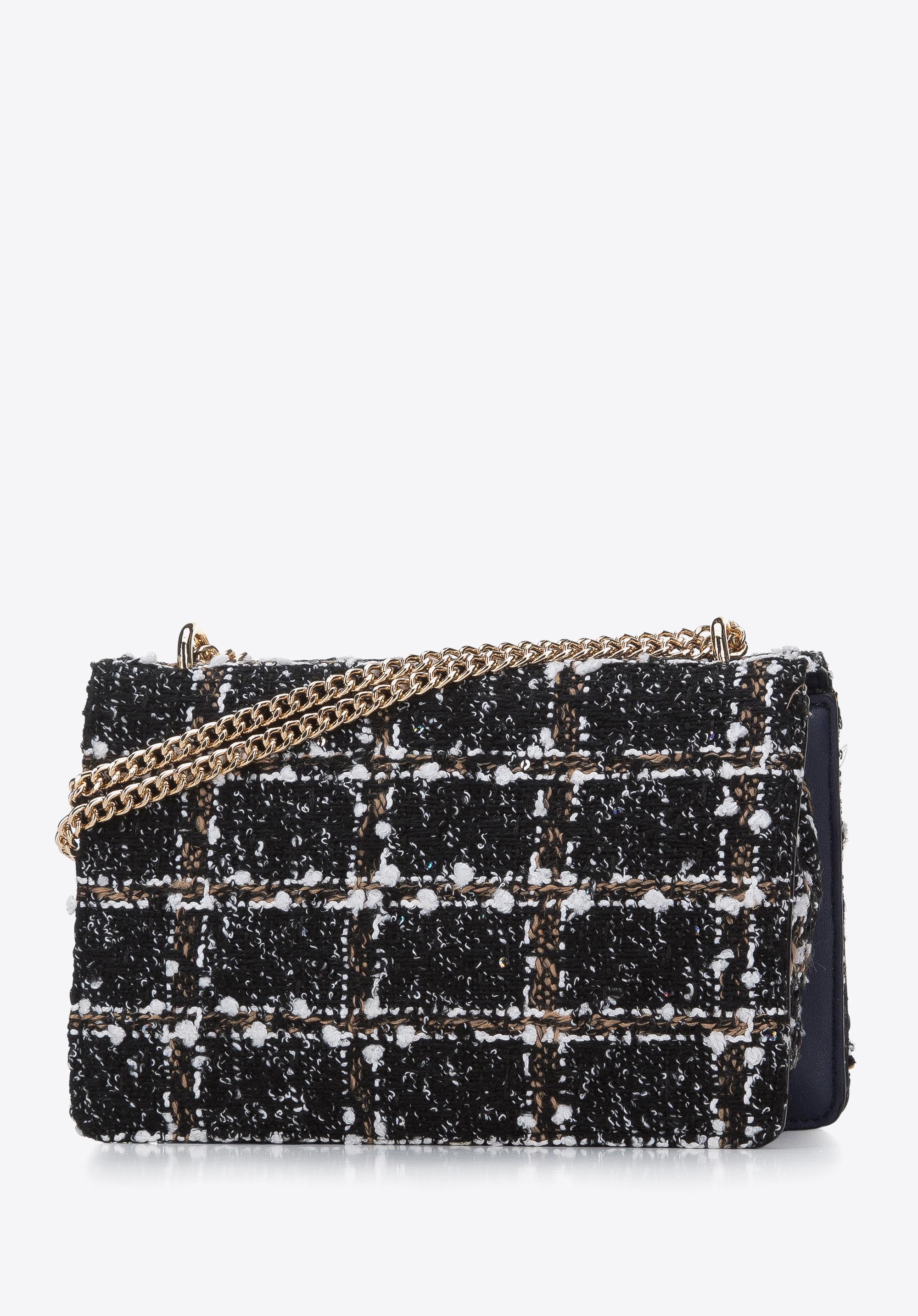 Damska minitorebka ze wstawką z tkaniny bouclé