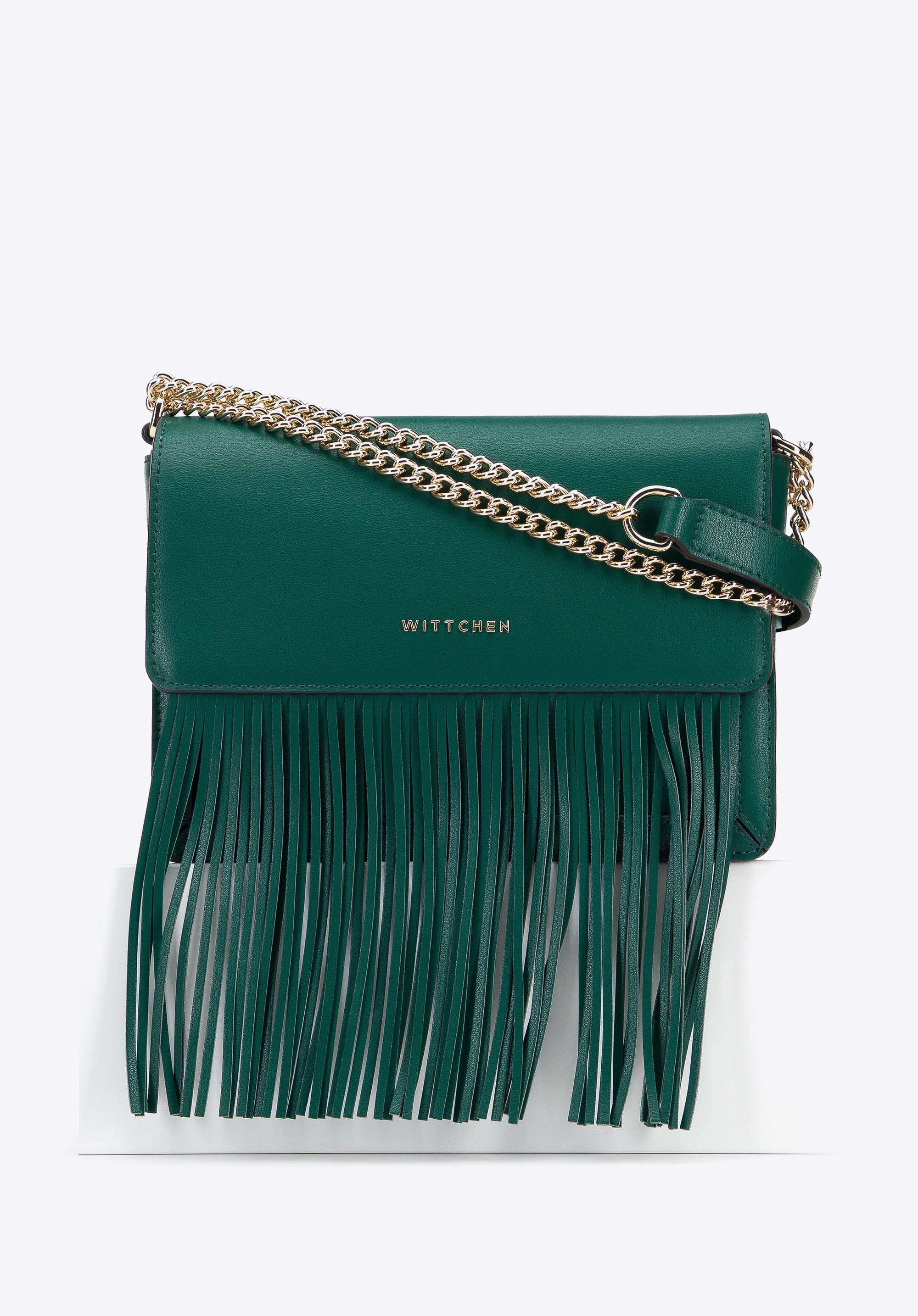 Damska listonoszka skórzana z frędzlami