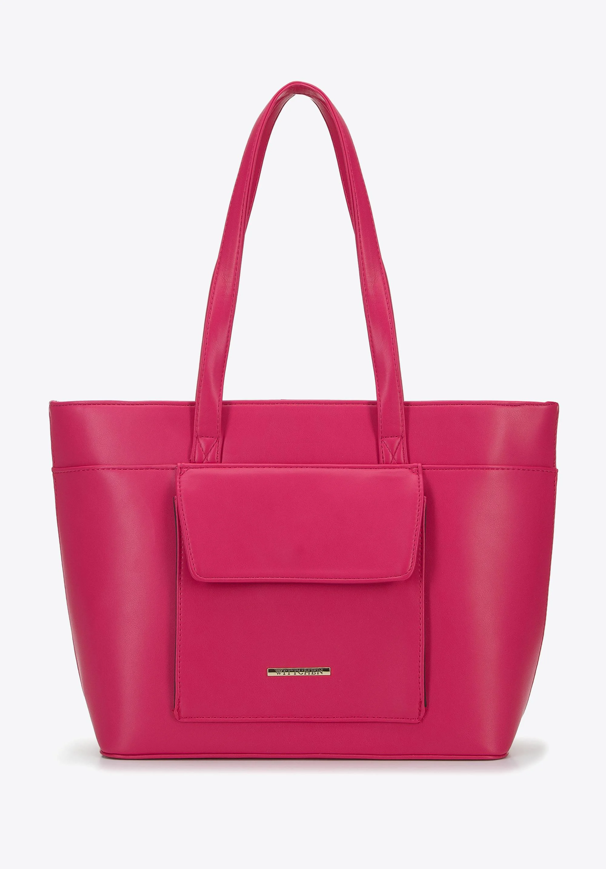 Torebka shopperka z ekoskóry z kieszenią z przodu