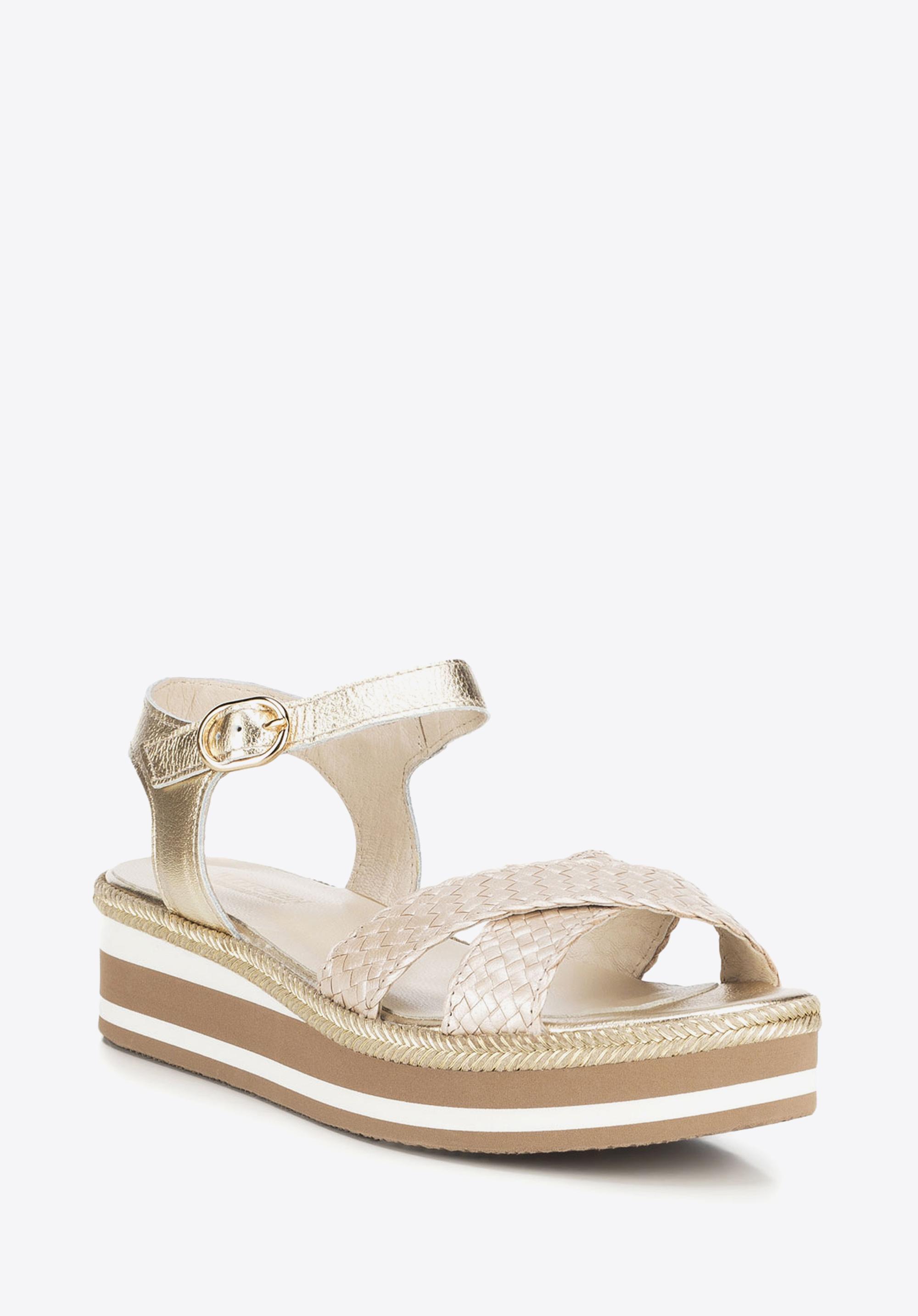 Damskie sandały skórzane na piankowej podeszwie