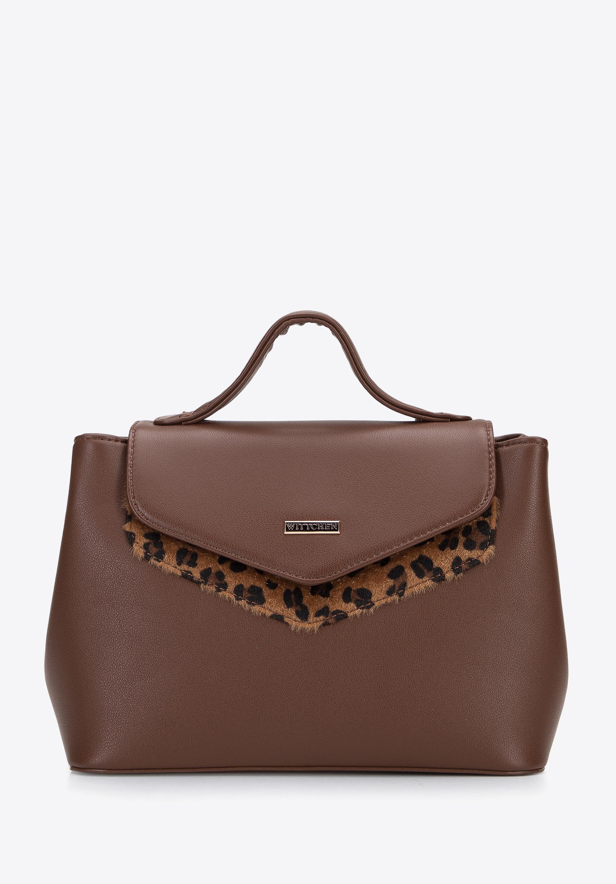 Torebka kuferek z ozdobną wstawką w zwierzęcy wzór mała