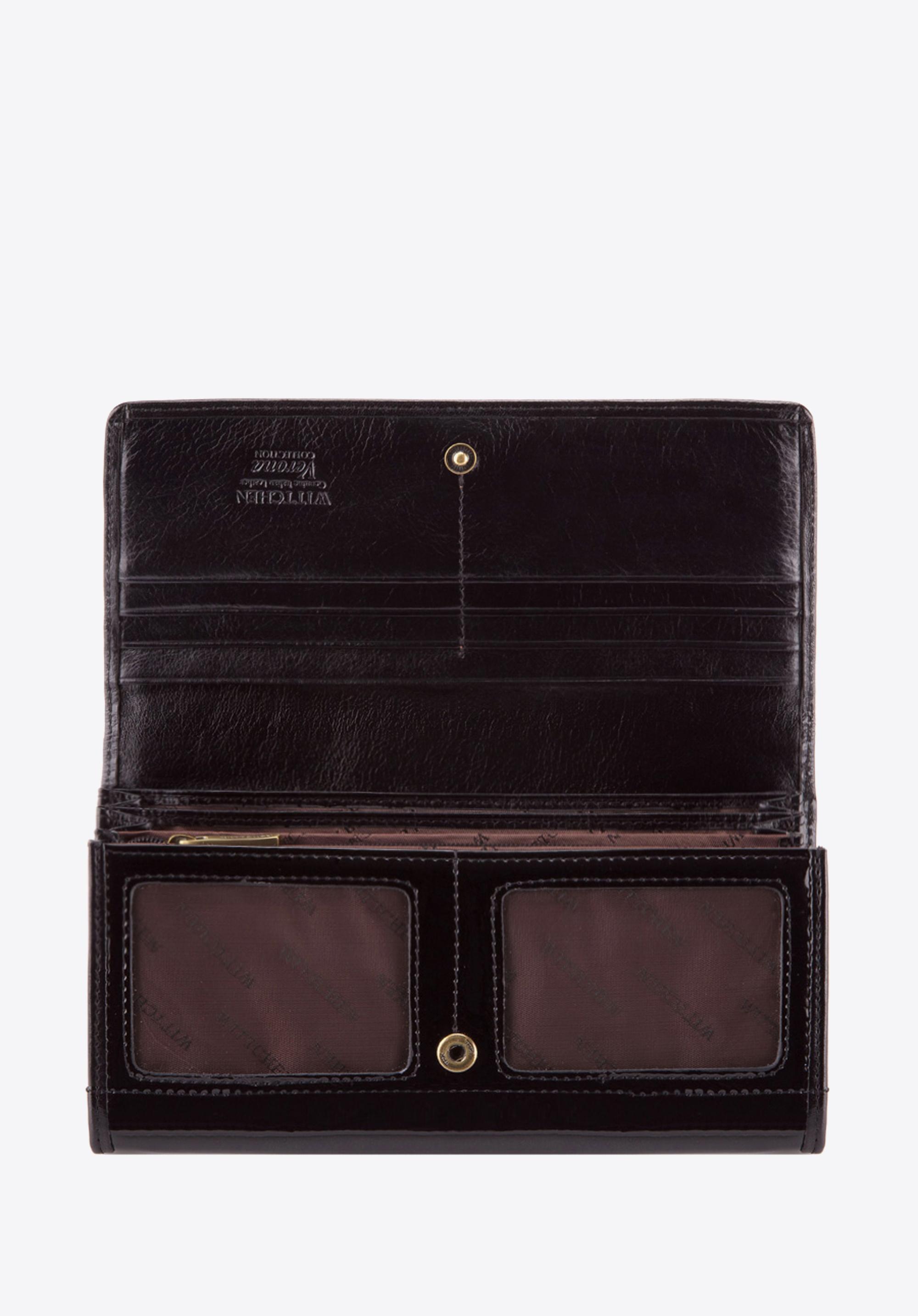 Damski portfel ze skóry lakierowany duży