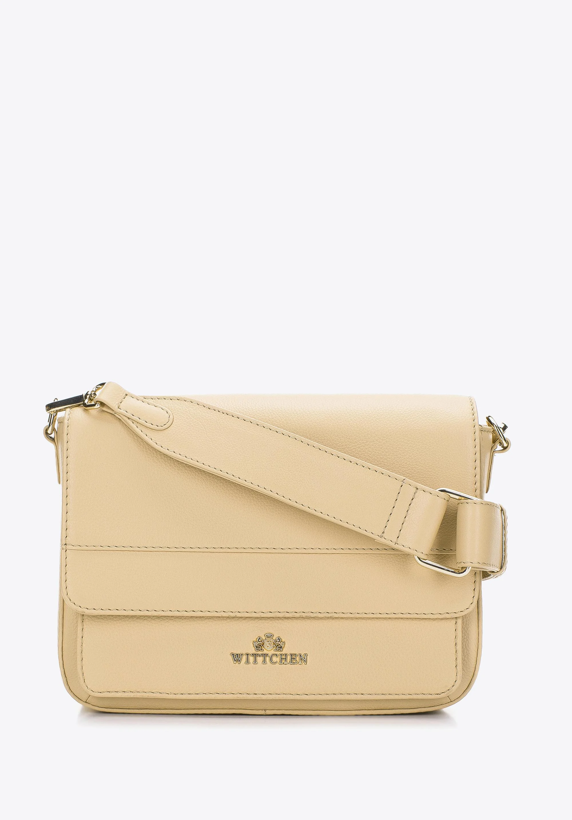 Damska listonoszka skórzana z przeszyciami trzykomorowa